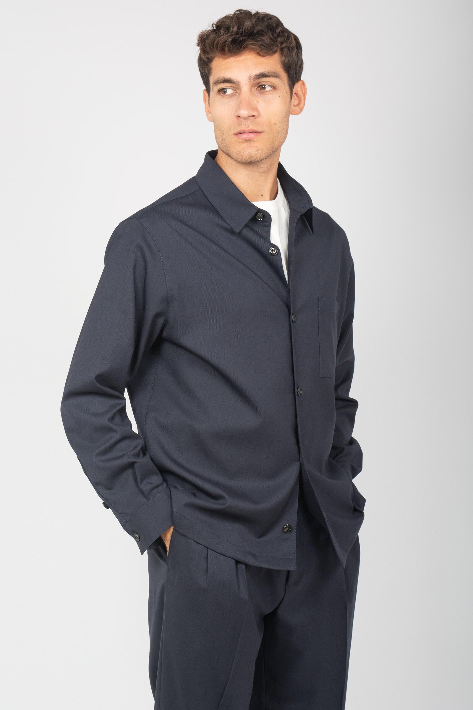 camicia in misto lana &#39;blake&#39; BLAKEWBS BLU BE ABLE 