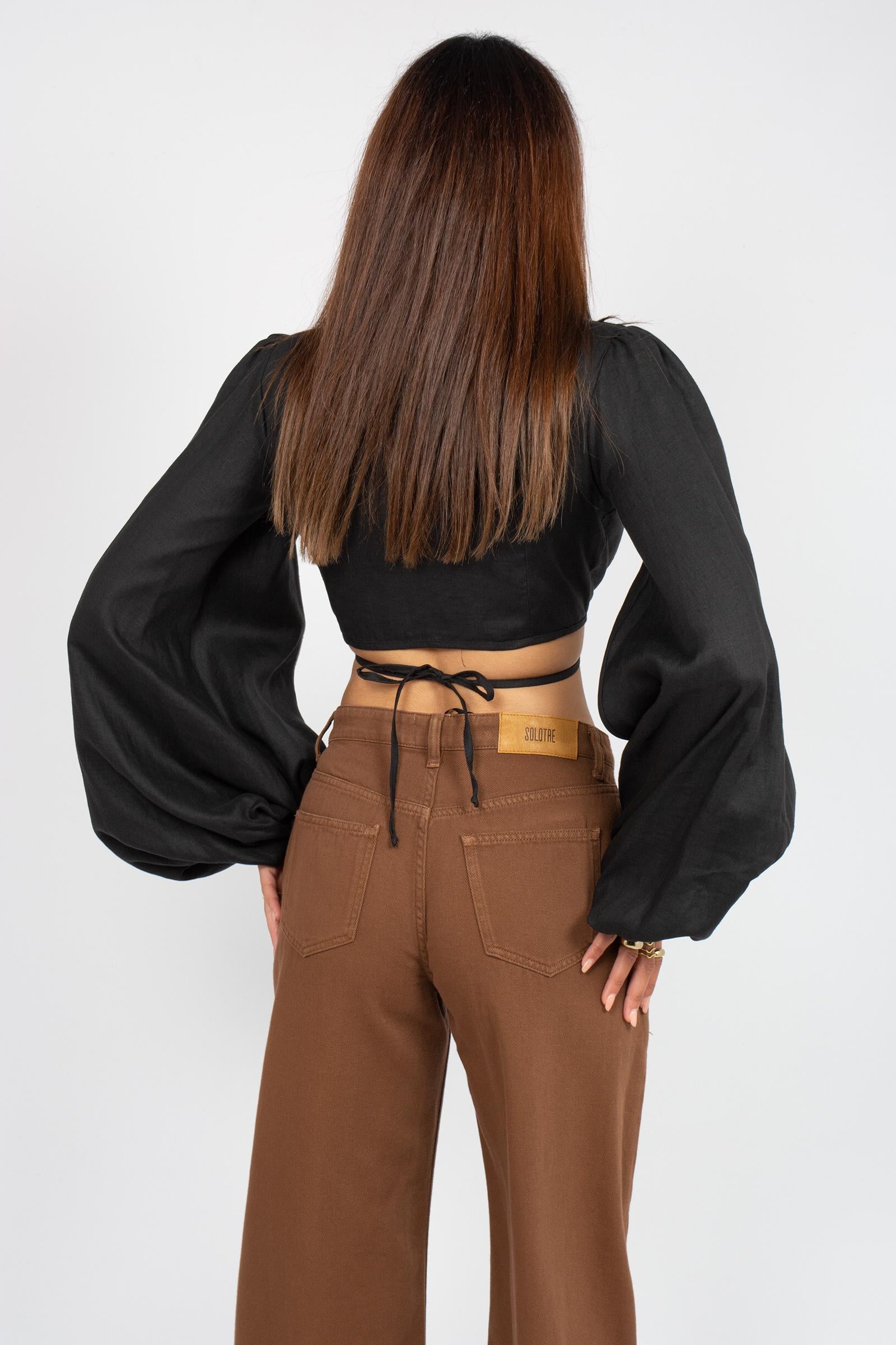 top in lino TO304ART16171 BLACK ACTUALEE 