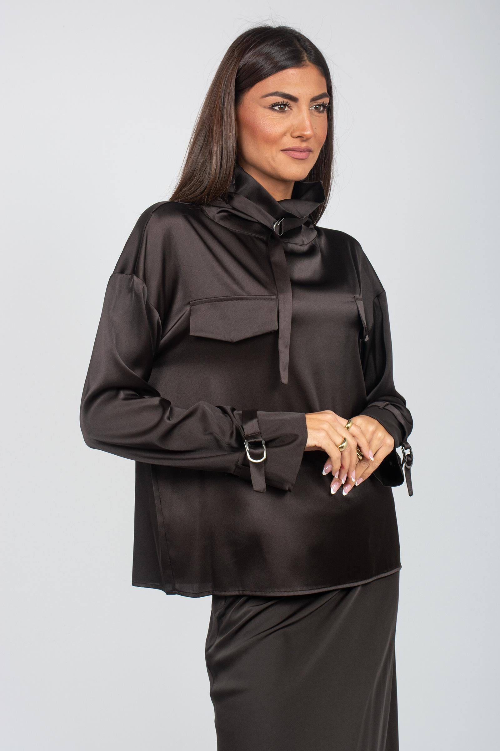 camicia in raso con laccetti 61705 20 D.EXTERIOR 