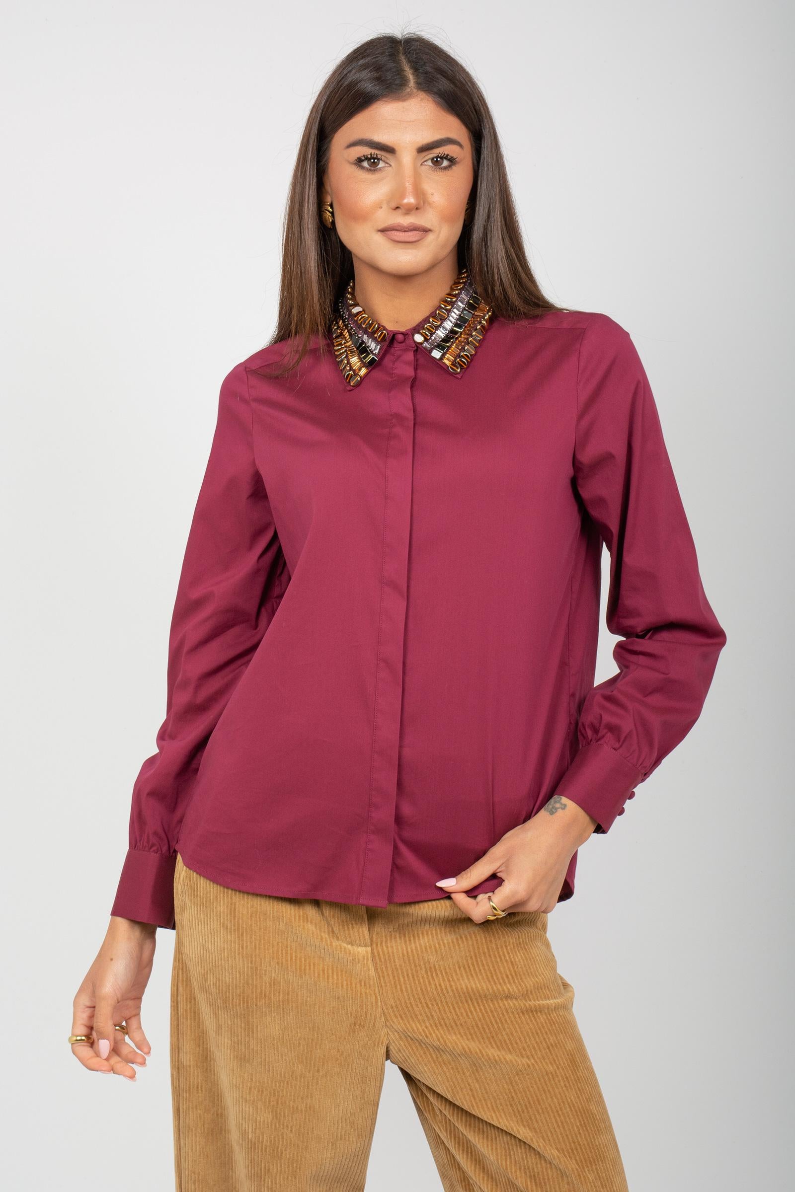 camicia in popeline con colletto ricamato JM556415214 50022 MALIPARMI 