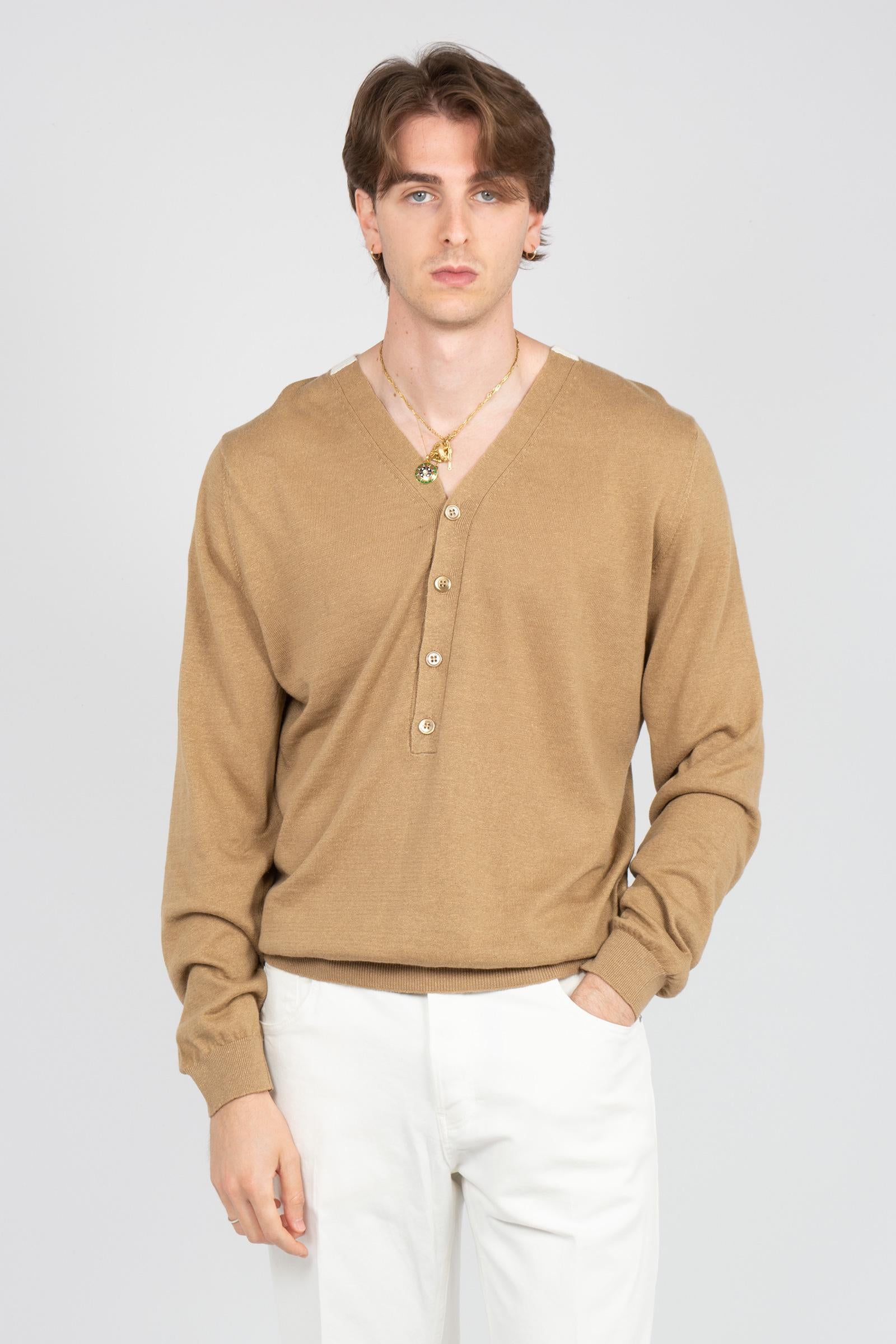 cardigan in lino e cotone B9AB0003 BEIGE AMARANTO 