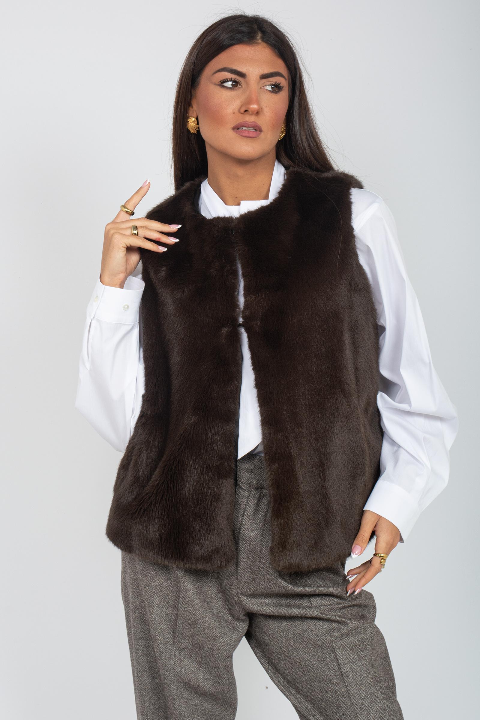 gilet in ecopelo 'giaietto' GIAIETTODD20 CIOCCO DOUUOD 