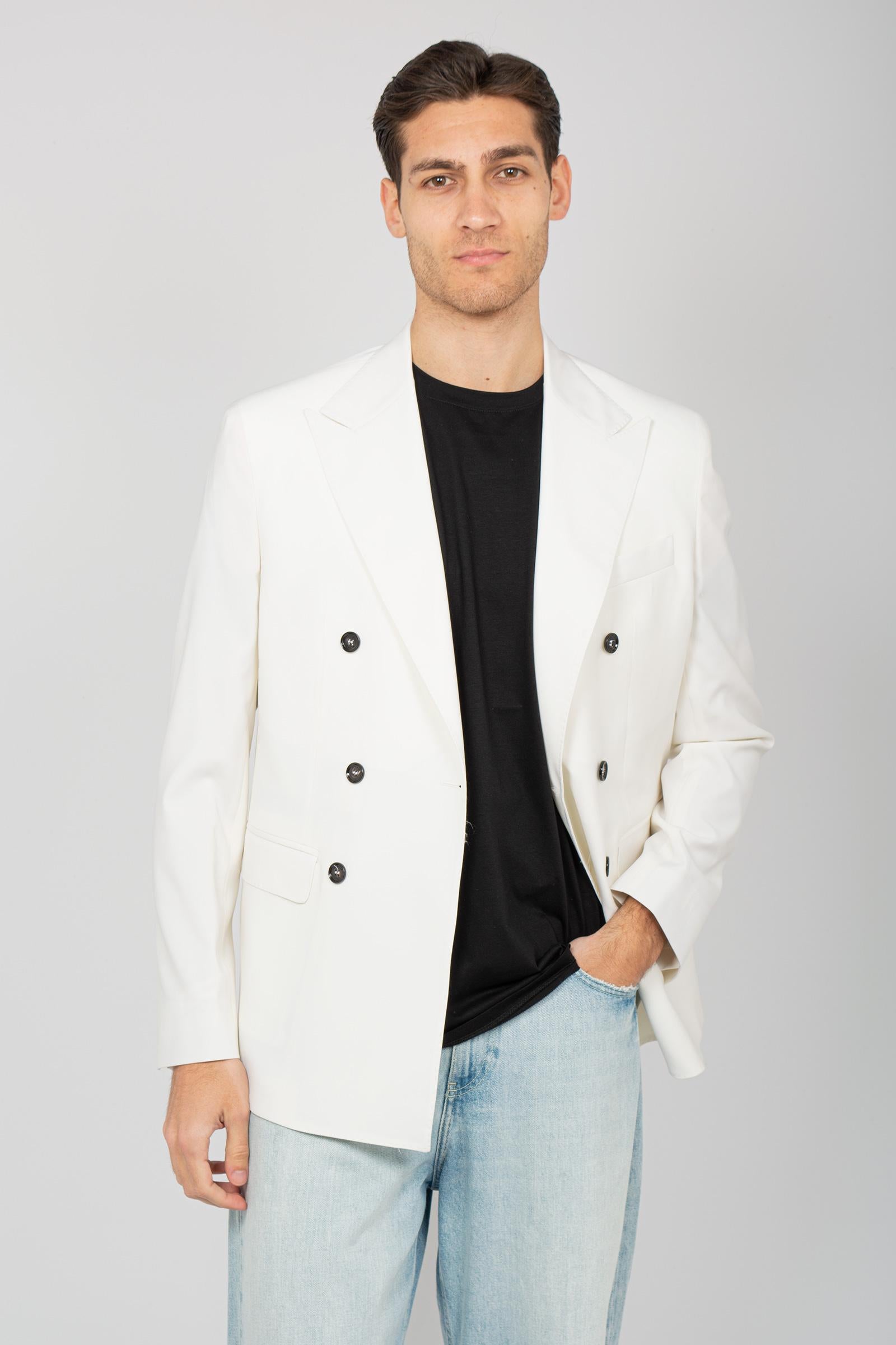 giacca doppio petto in fresco lana DANWET BIANCO BE ABLE 