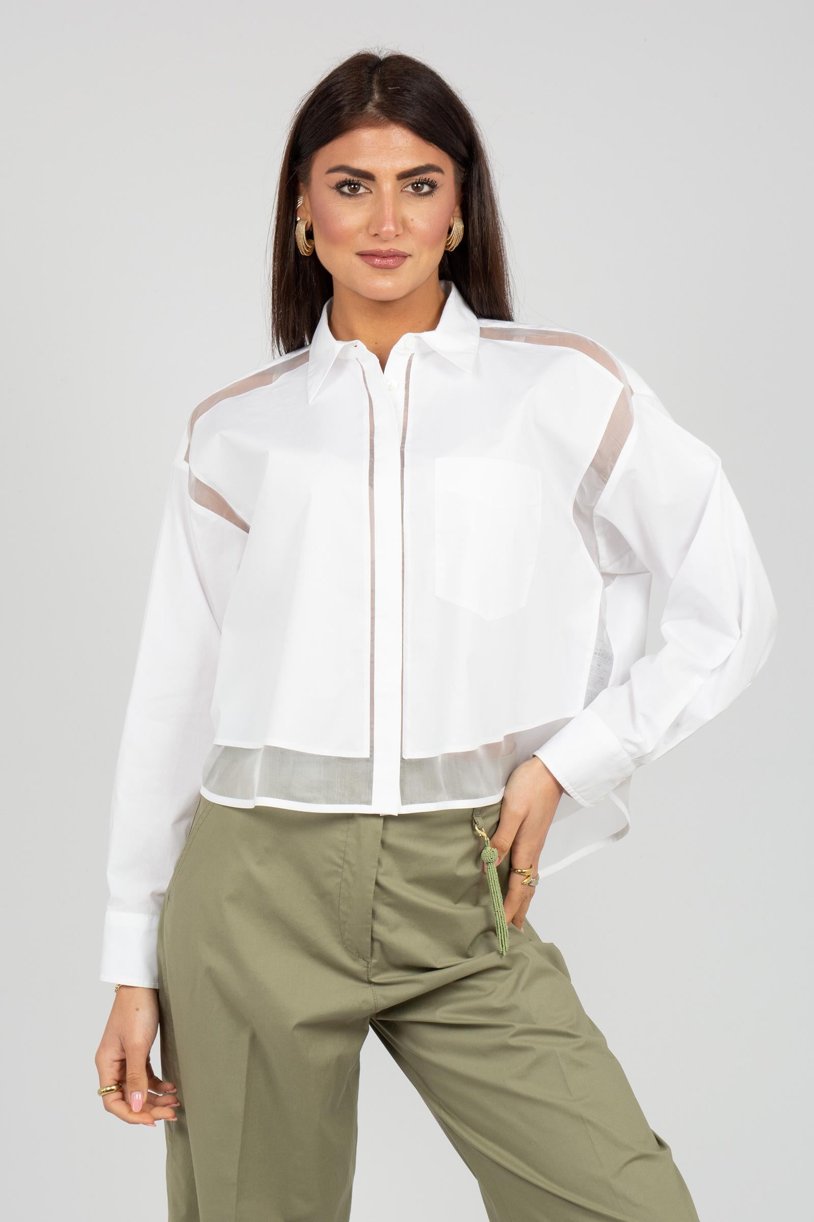 camicia in cotone con organza CA1507200400 001 SEVENTY 