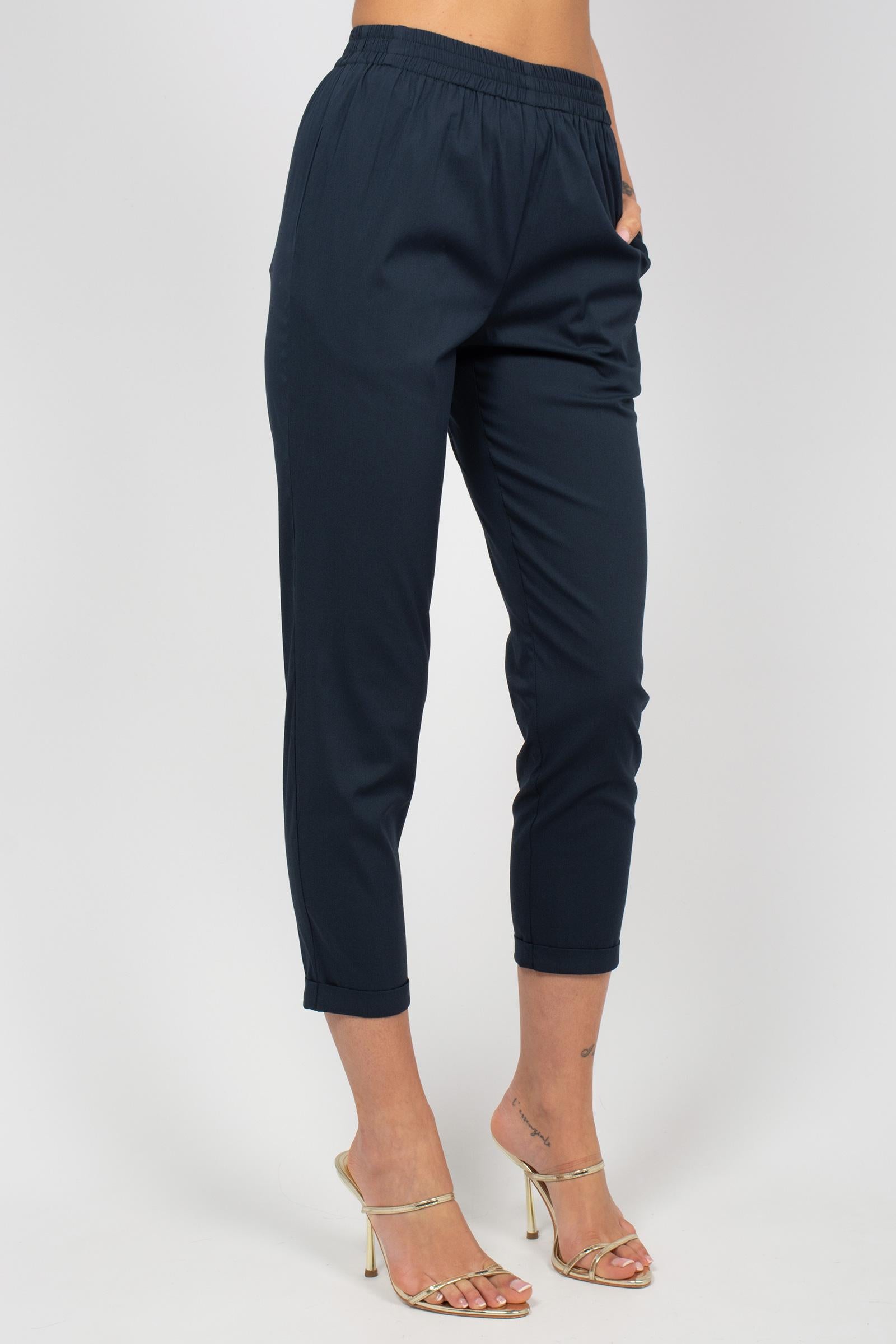 jogger in popeline di cotone M1AB0087 BLUE SOLOTRE 