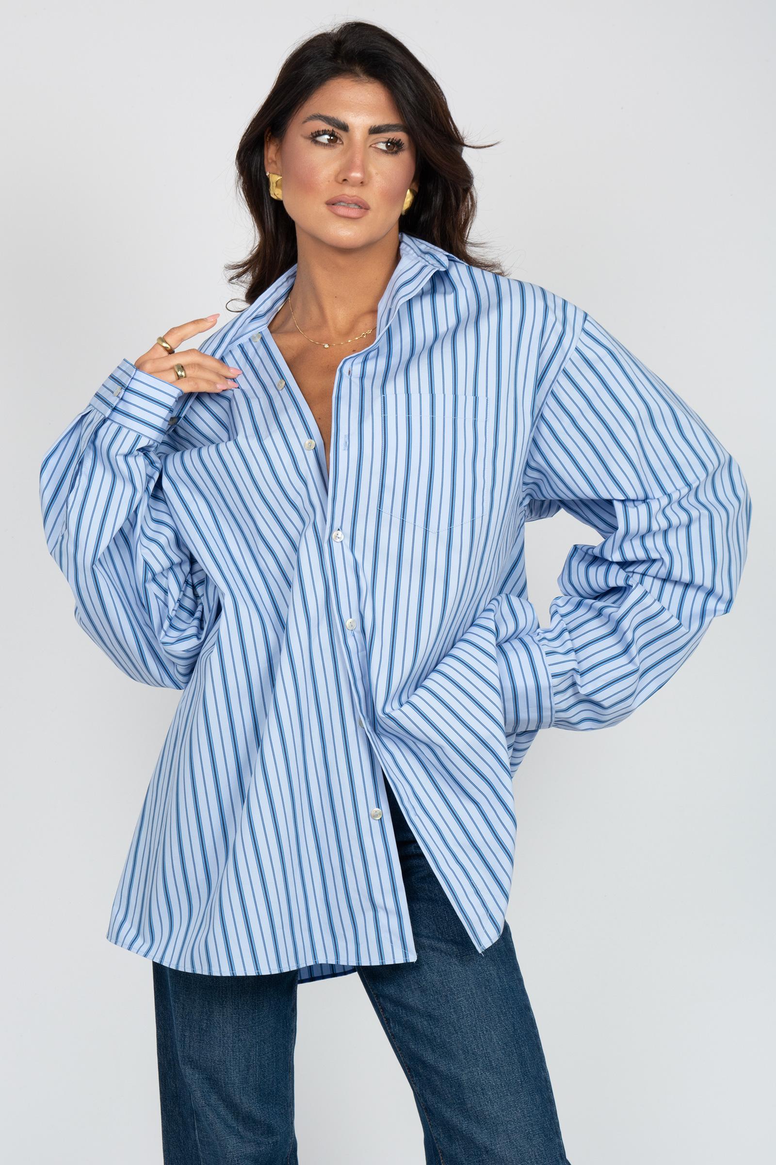 camicia oversize in cotone a righe S6PKWOSI125 186 A PAPER KID 