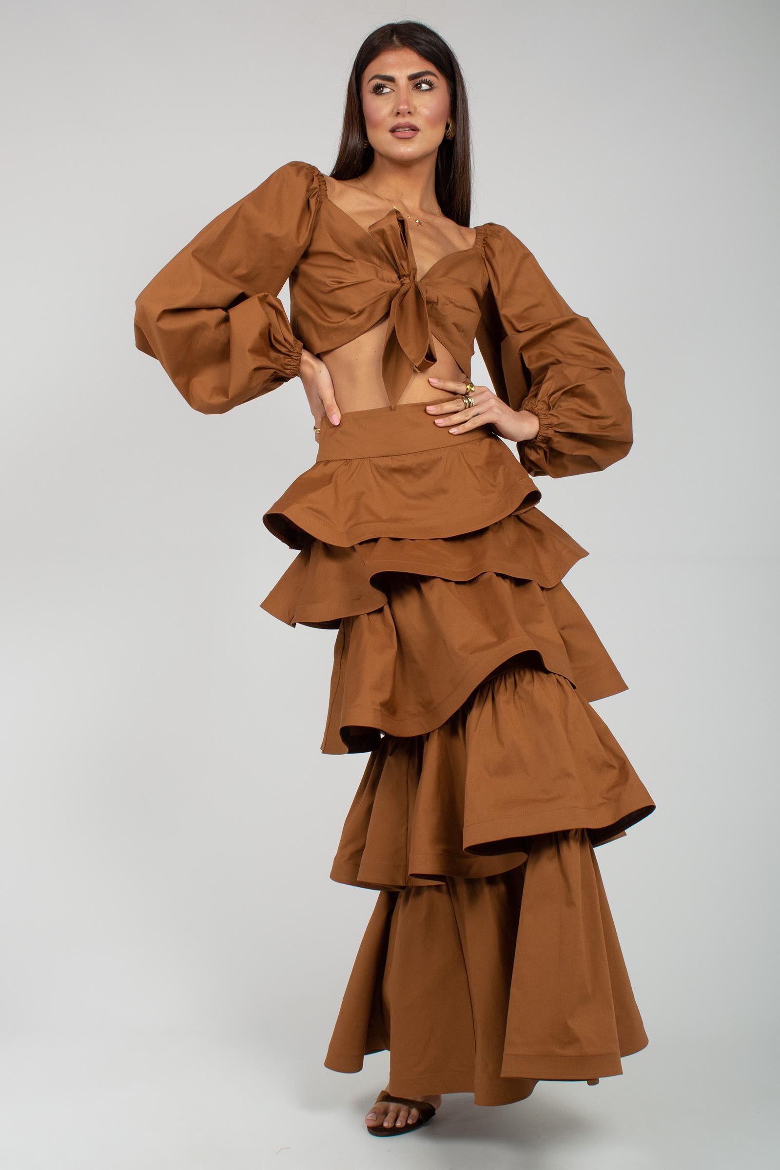 gonna a balze in cotone GO3557ART16182 BROWN ACTUALEE 