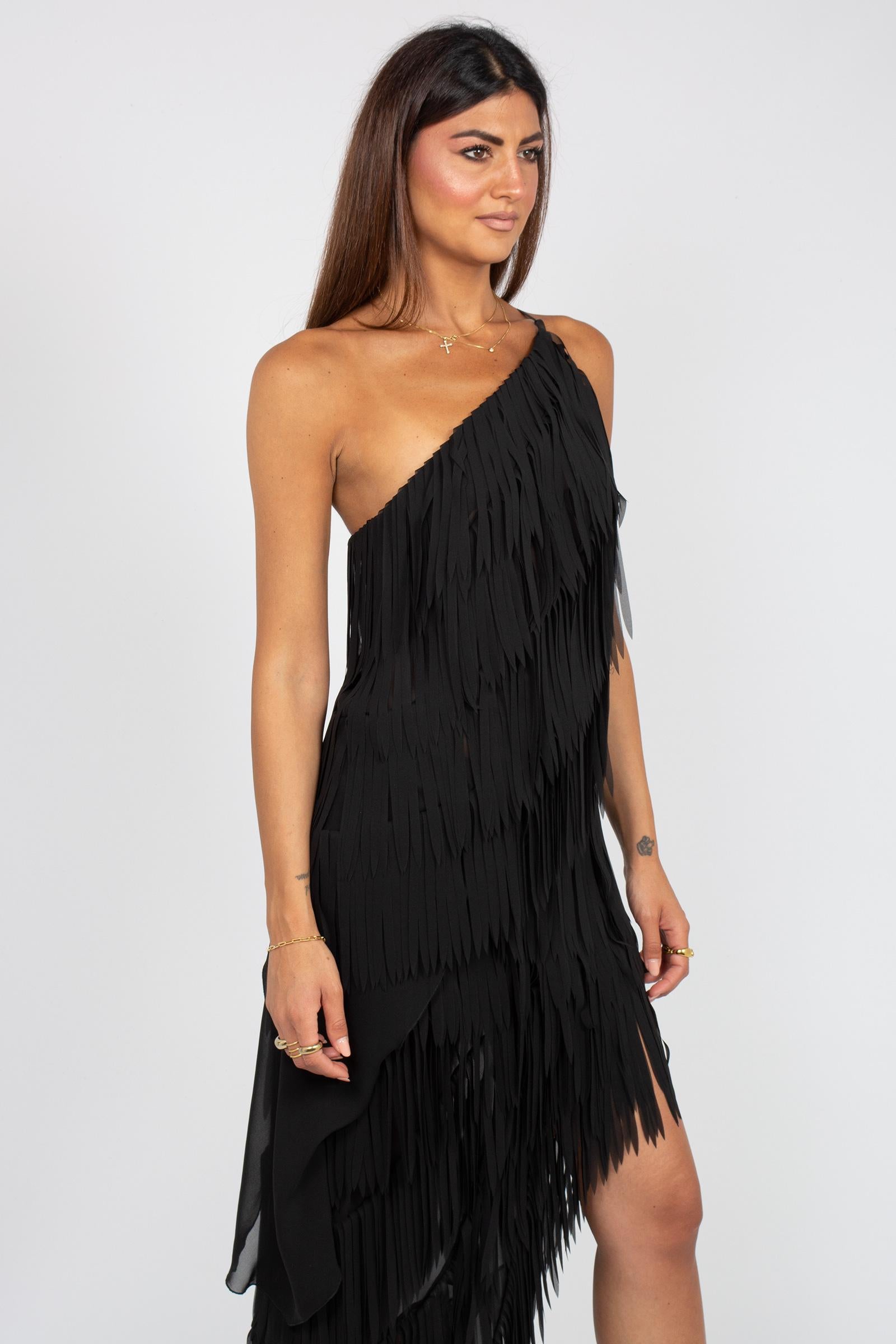 top in georgette con frange 'adelaide' P6SS01 Y69 ERIKA CAVALLINI 