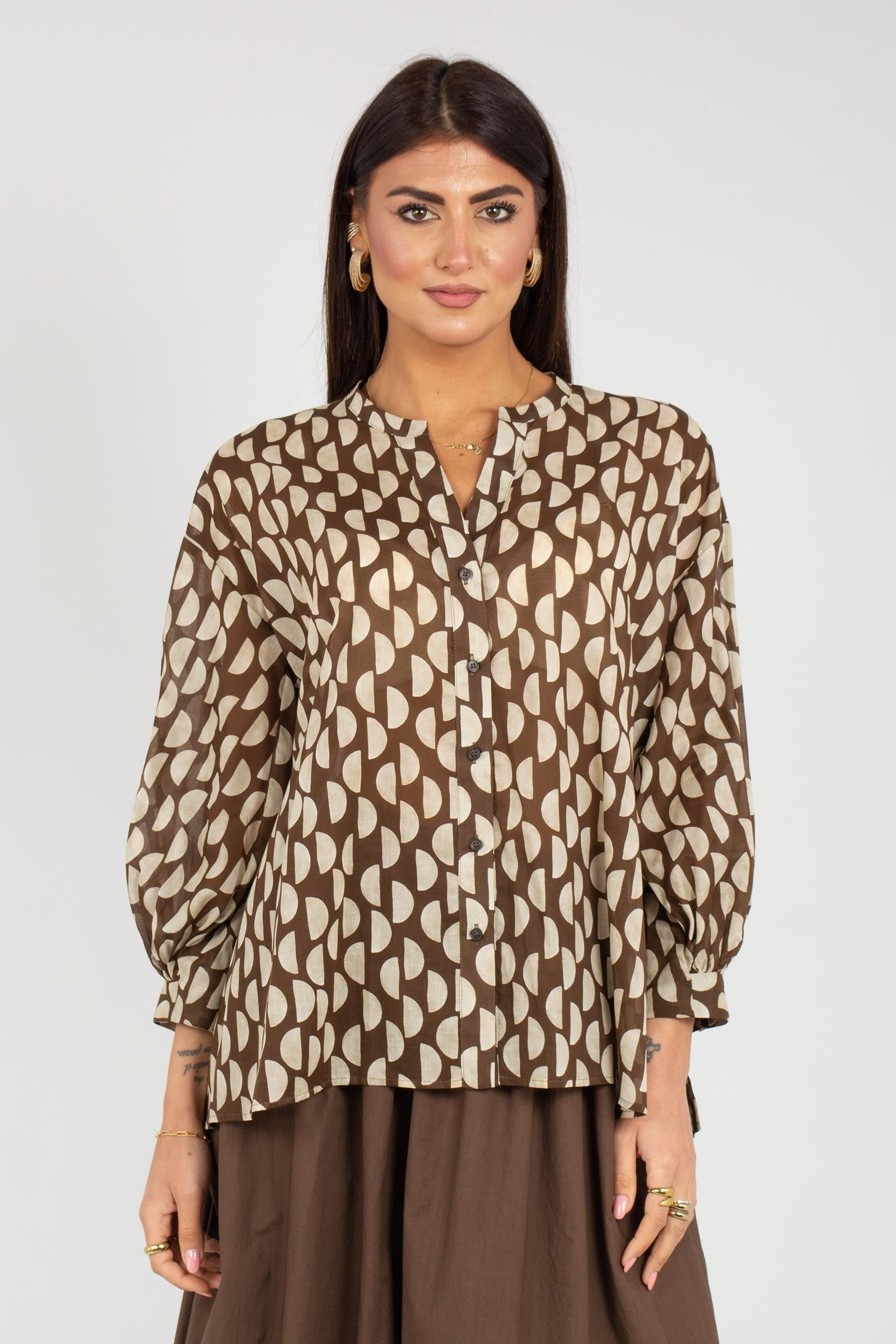 camicia in cotone stampato S7420B3721 345 ROSSO 35 