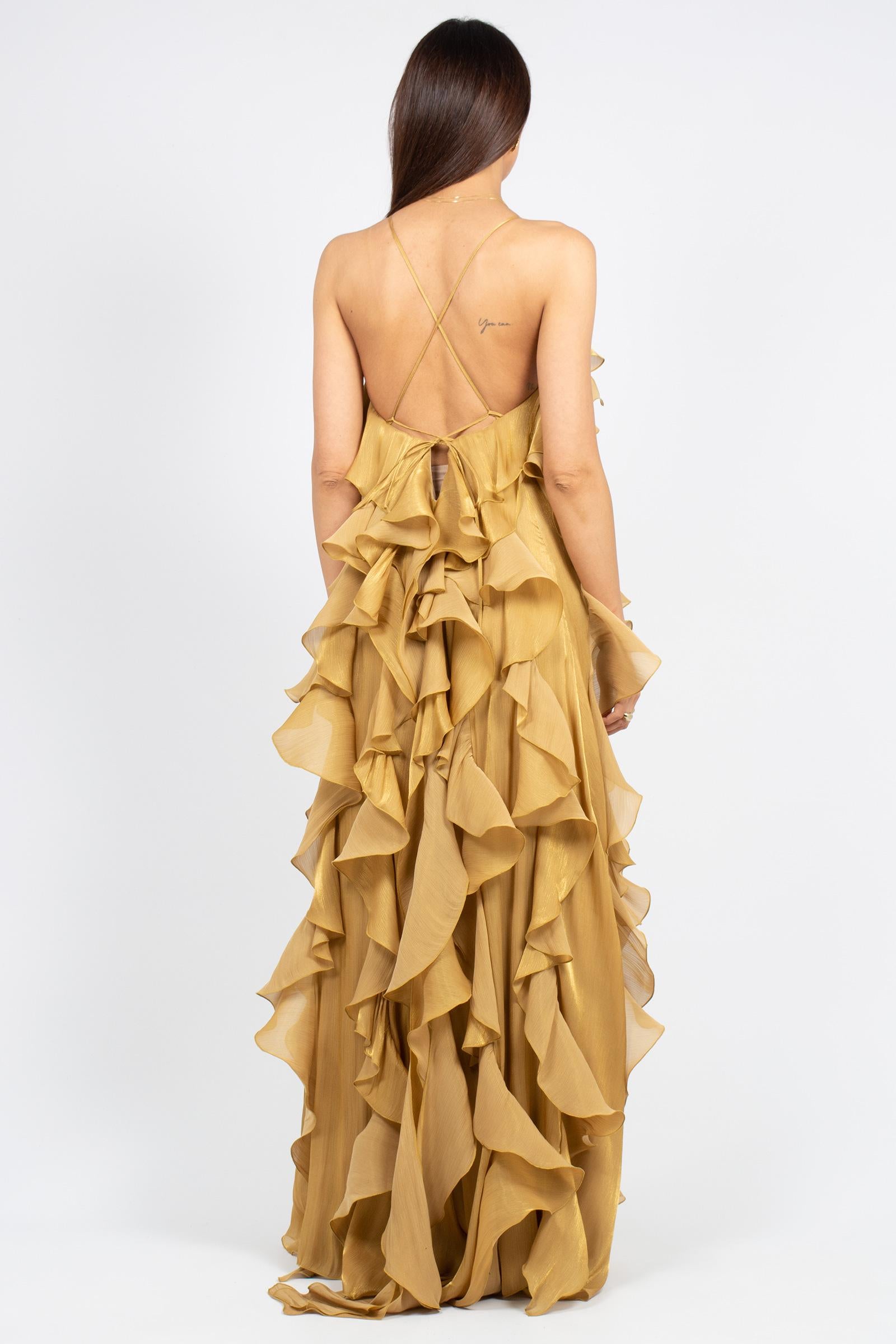 abito con rouche all over AB4113ART16159 YELLOW ACTUALEE 
