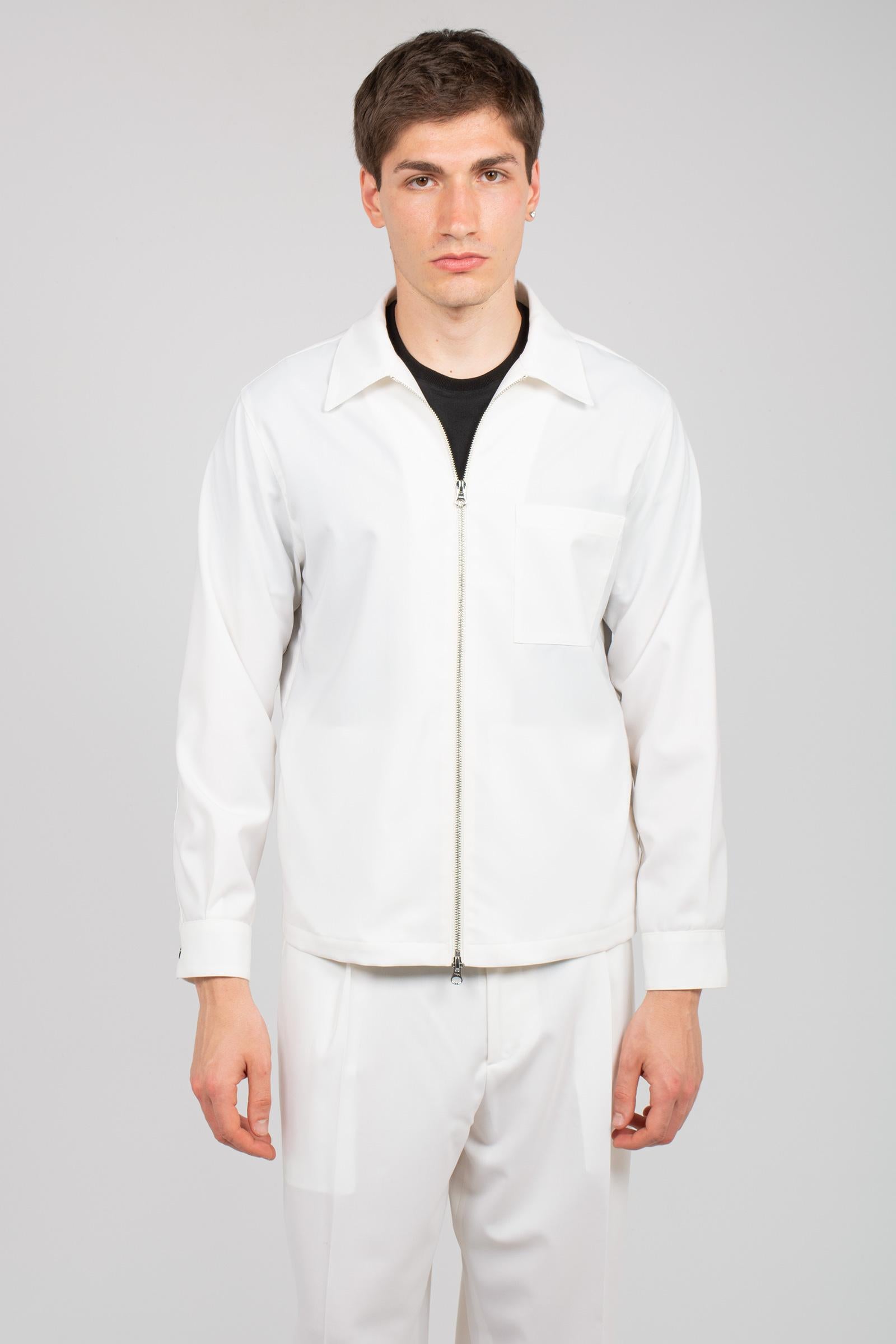 giacca in fresco lana con zip 'leroy' LEROYZIPSMPS26 BIANCO BE ABLE 