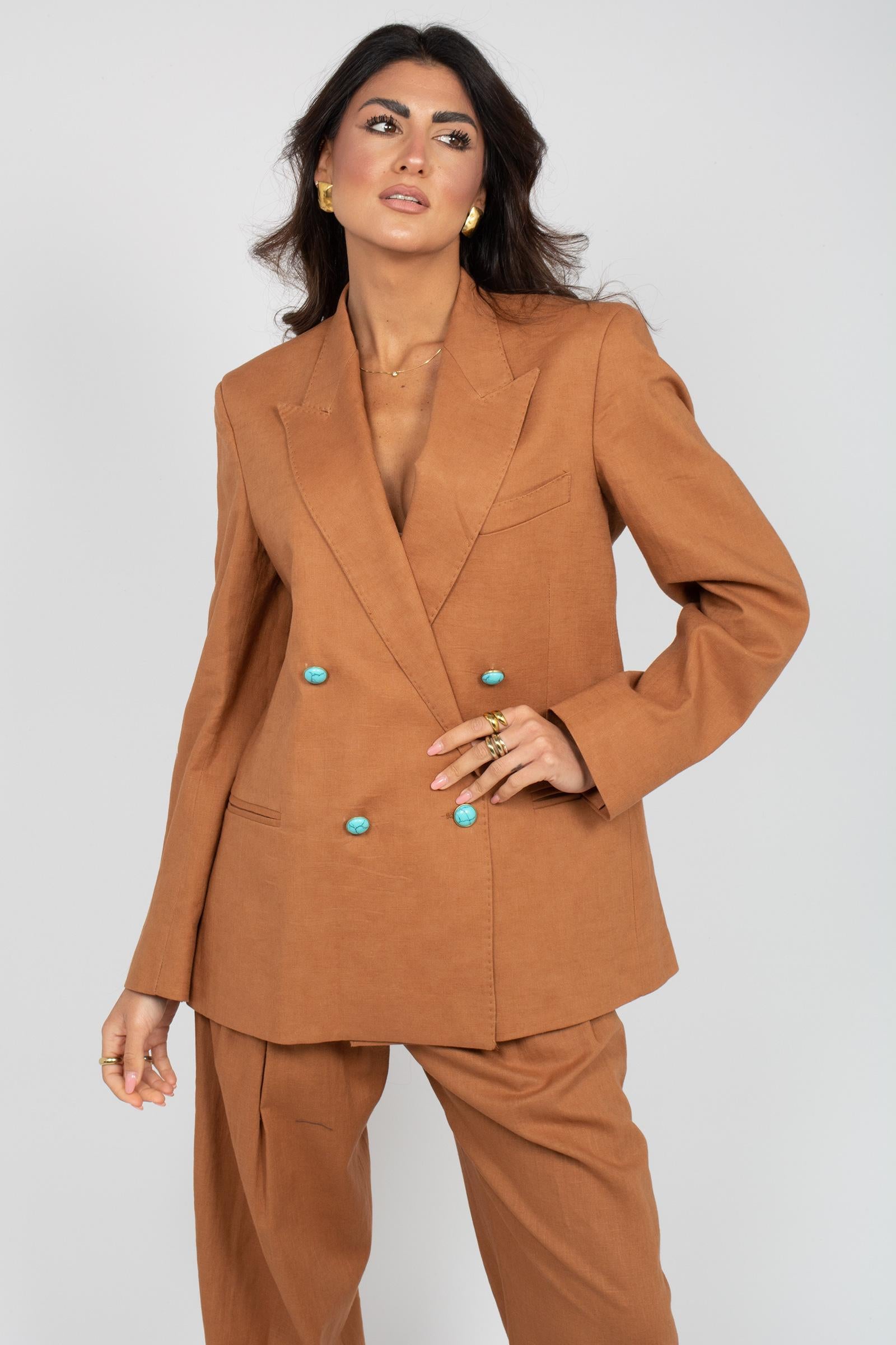 giacca oversize in lino S6PKWOBL037 910 A PAPER KID 