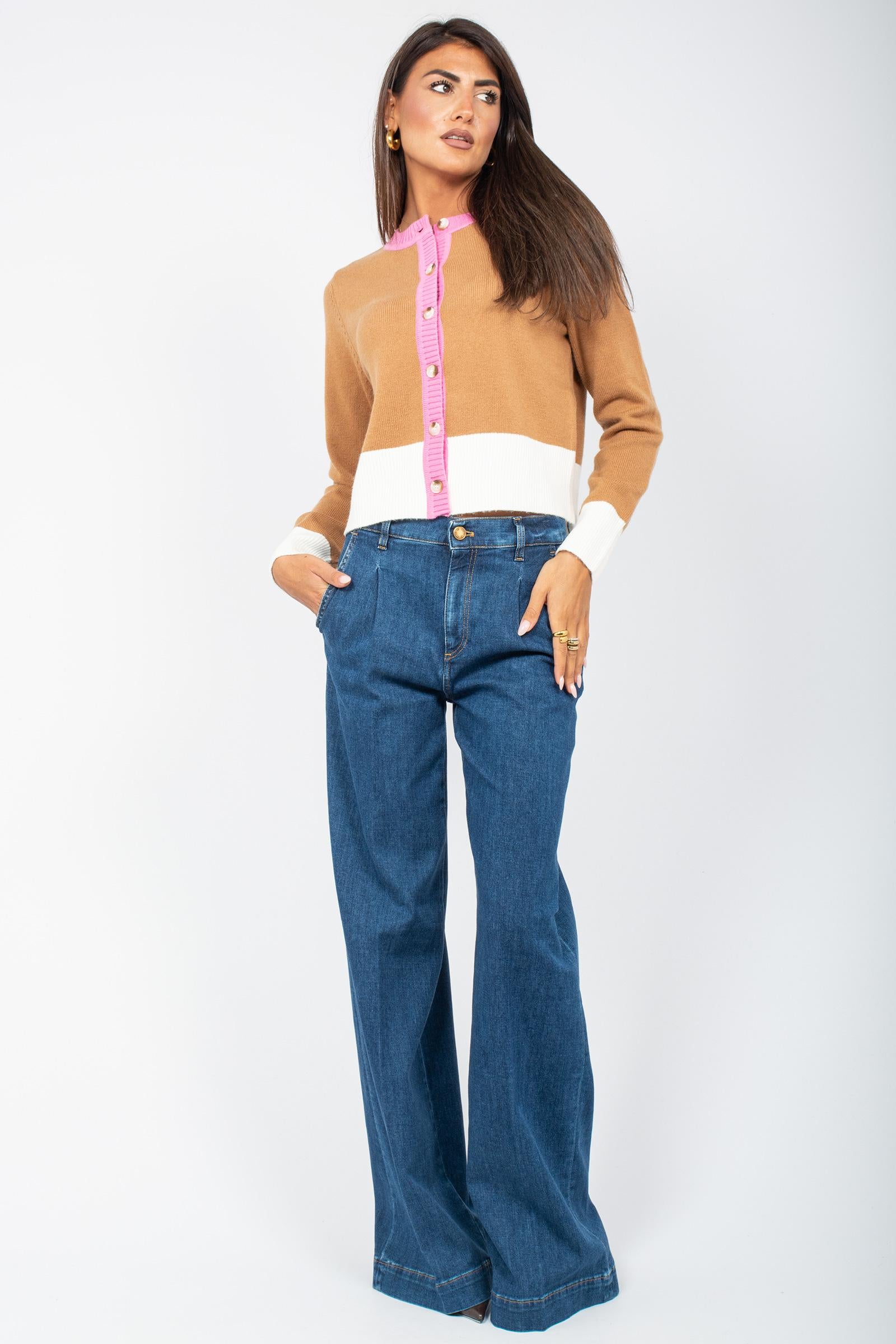 cardigan color block in misto lana M195J004925N B1 DIANA GALLESI 