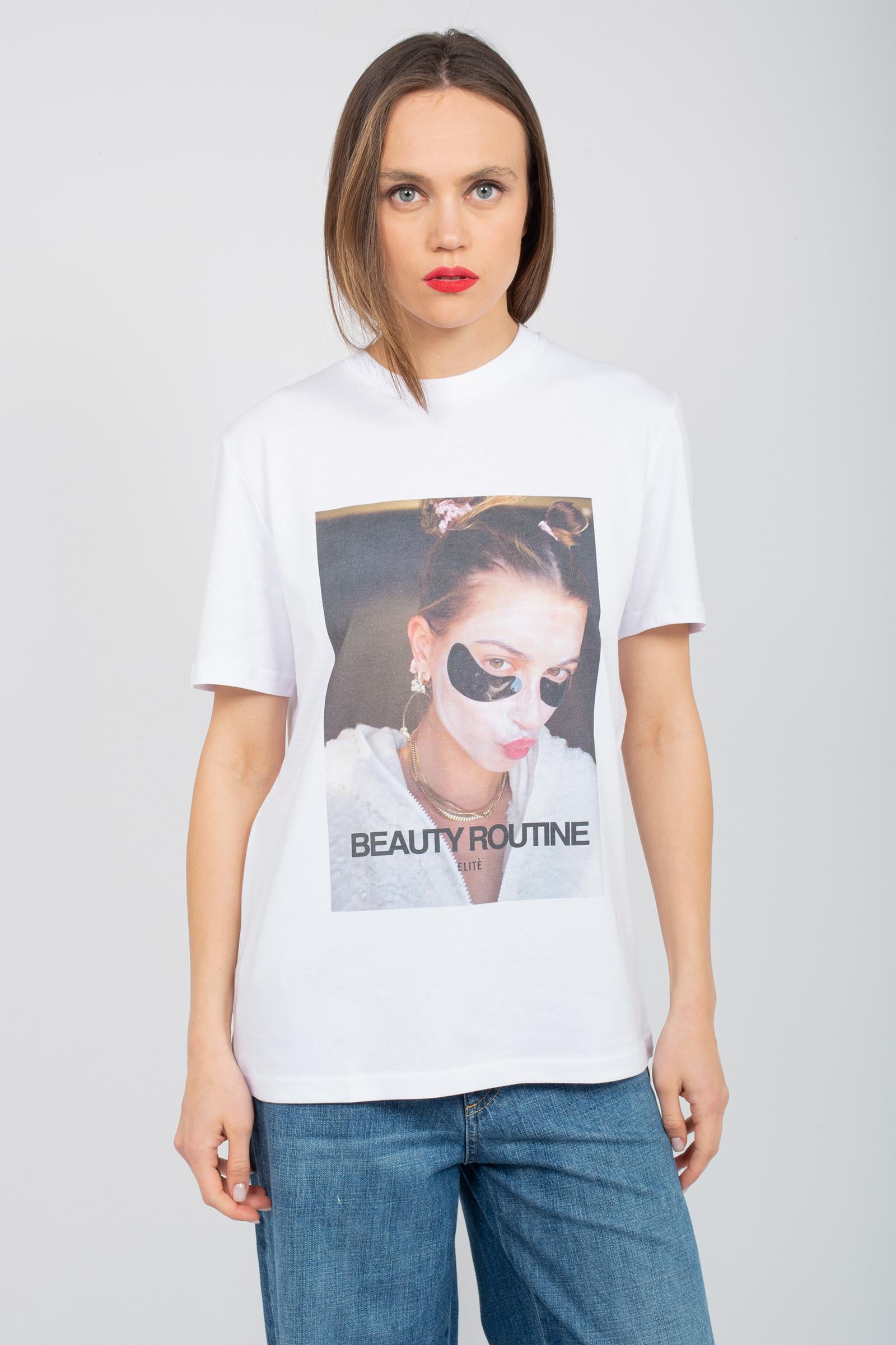 t-shirt in cotone con stampa patch UTEE844PATC WHT ELITE 