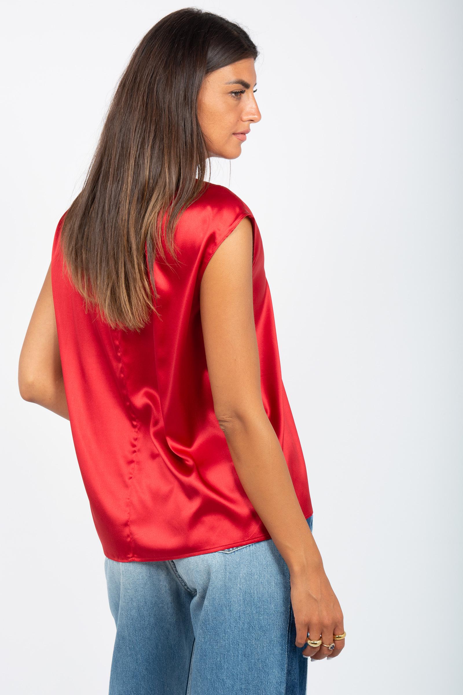 t-shirt in seta stretch M1D0073 ROSSO SOLOTRE 