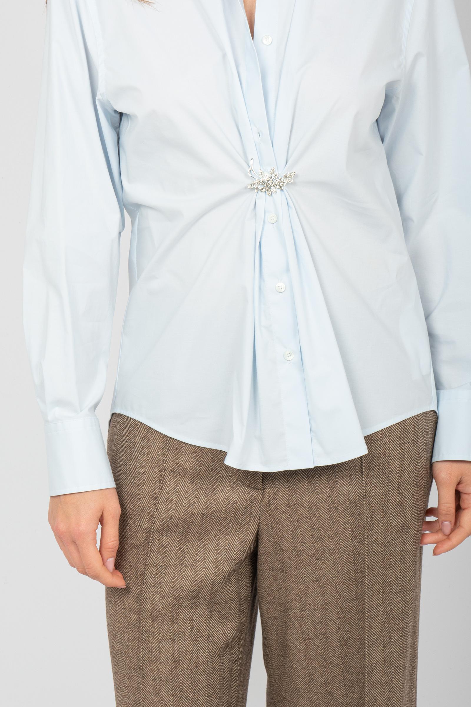 camicia in popeline con spilla CA147320220654 710 SEVENTY 