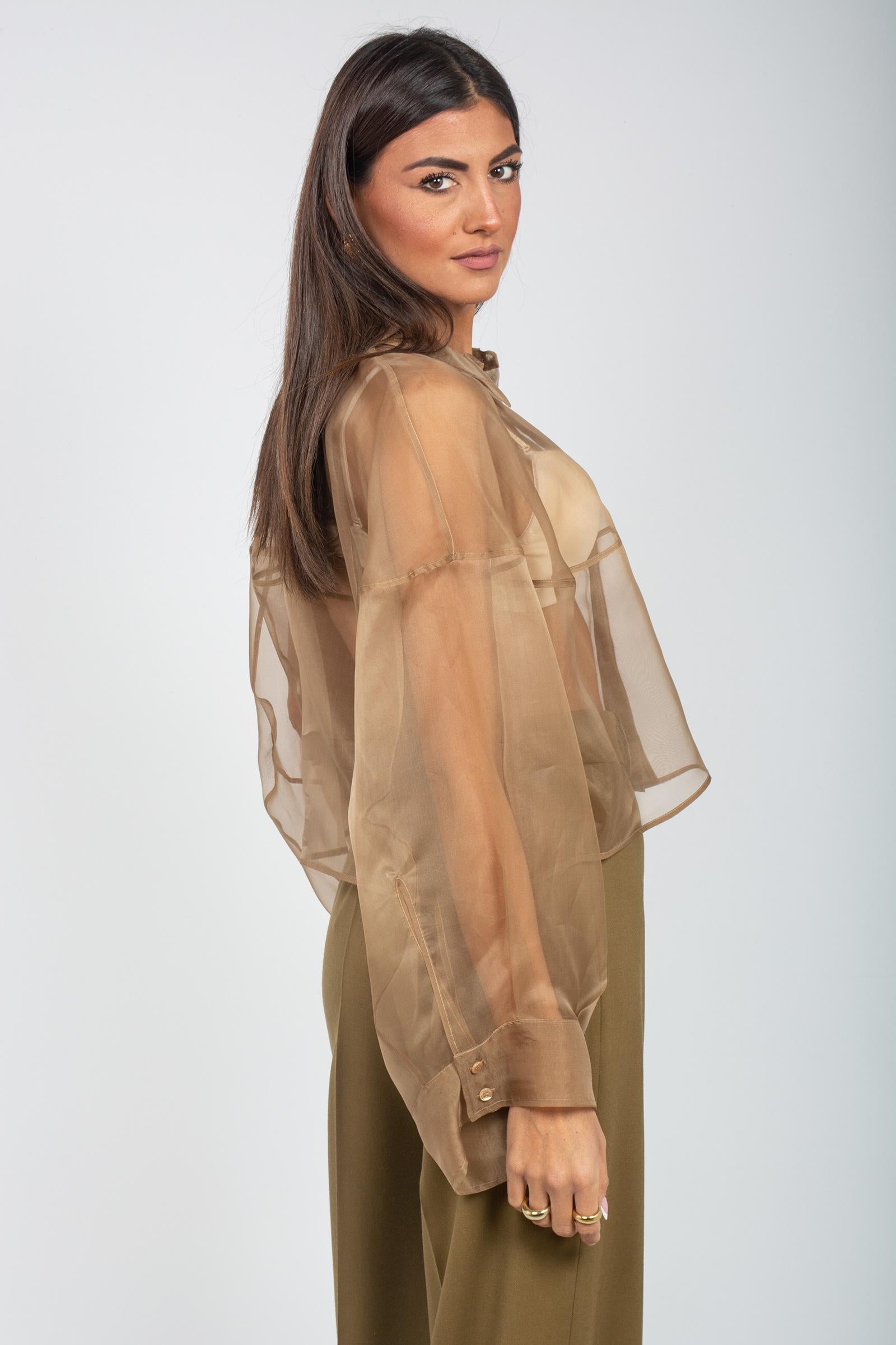 camicia oversize in organza di seta 'pia' E5WS04 T20 ERIKA CAVALLINI 