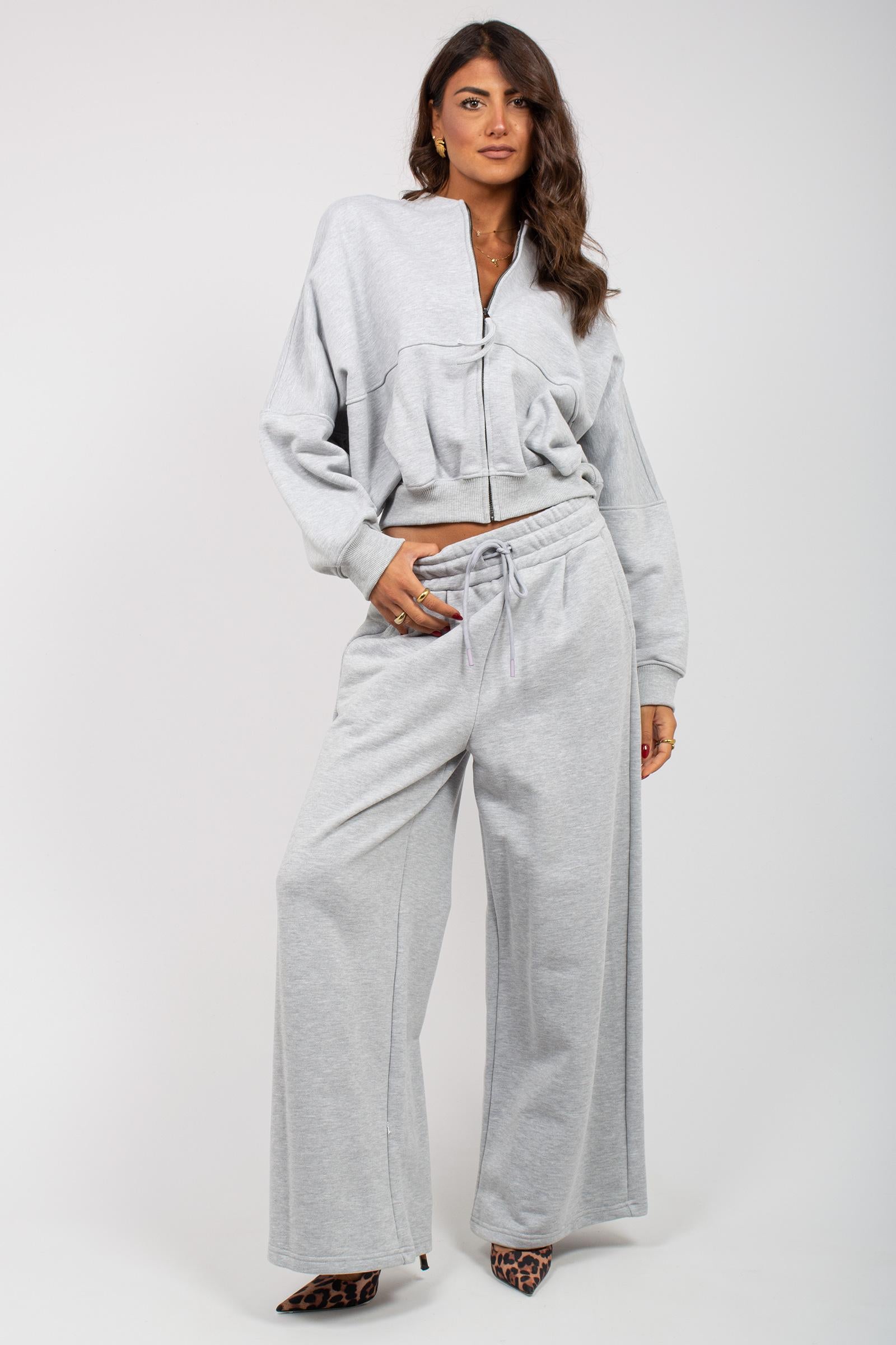 felpa con zip in cotone M1F0081 GRIGIO SOLOTRE 