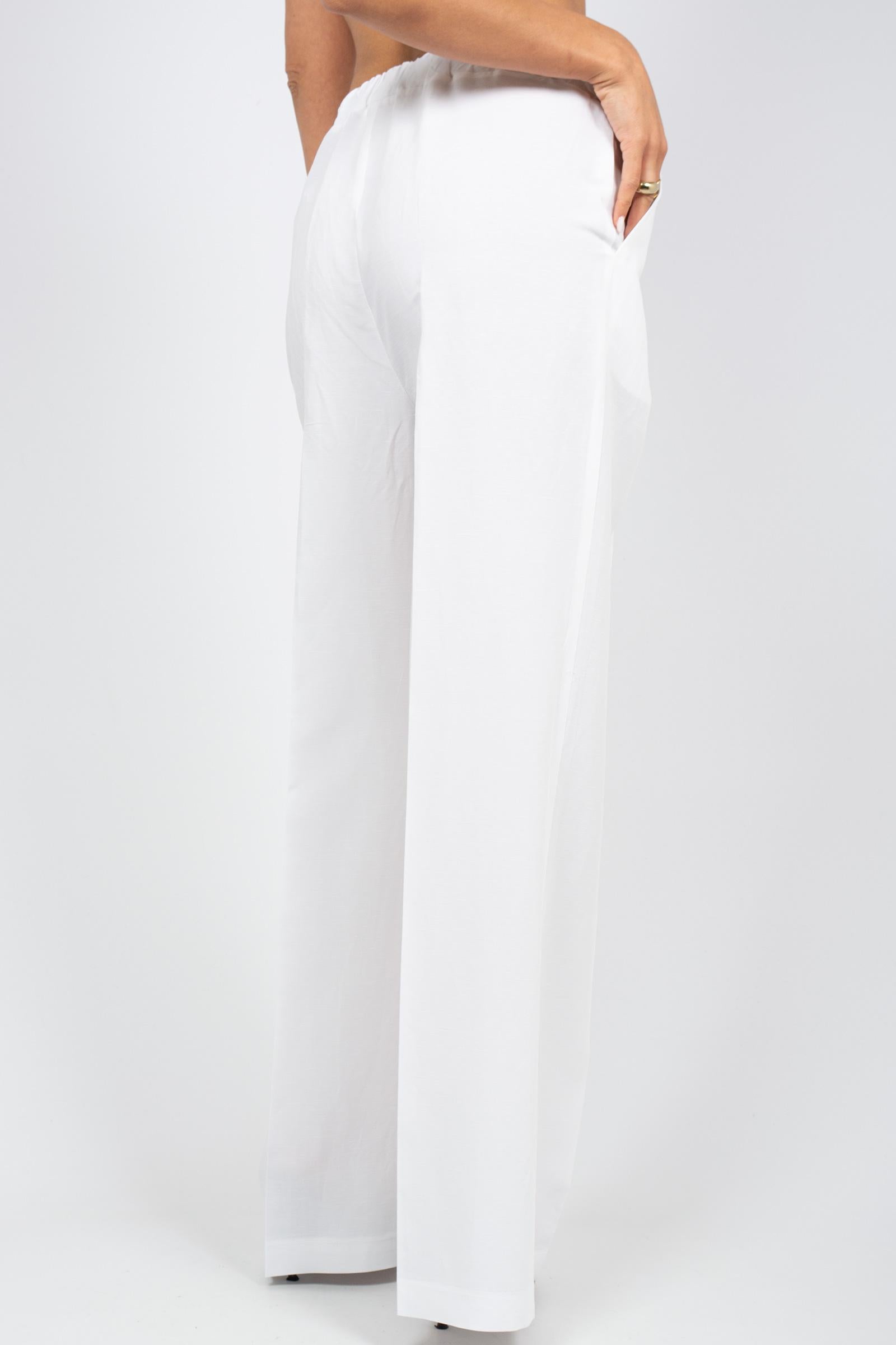 pantalone in lino e viscosa P833LINOVIS BIANCO SANGERMANO 