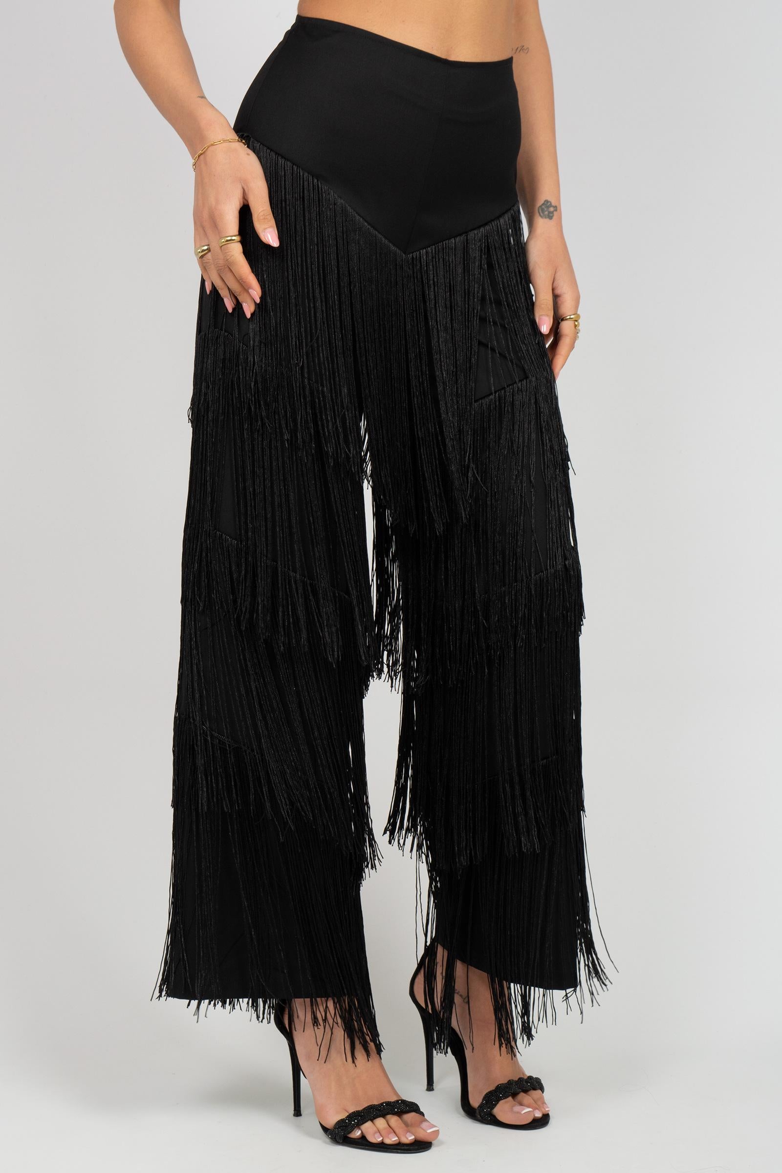 pantalone in cotone con frange S26PL03 B153 WEILI ZHENG 