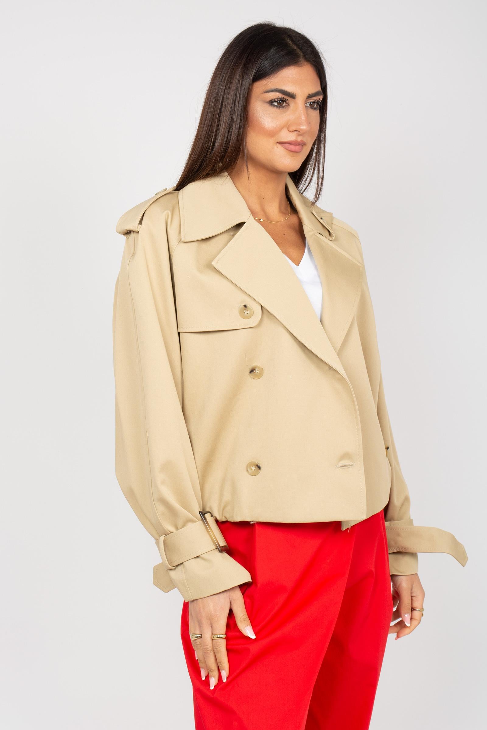 trench corto in cotone M1AB0021 BEIGE SOLOTRE 