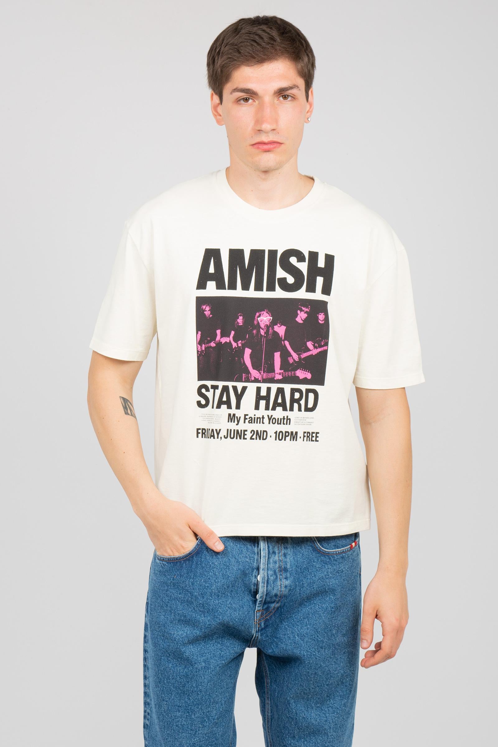 t-shirt cropped in cotone AMU144CR610569 C0087 AMISH 