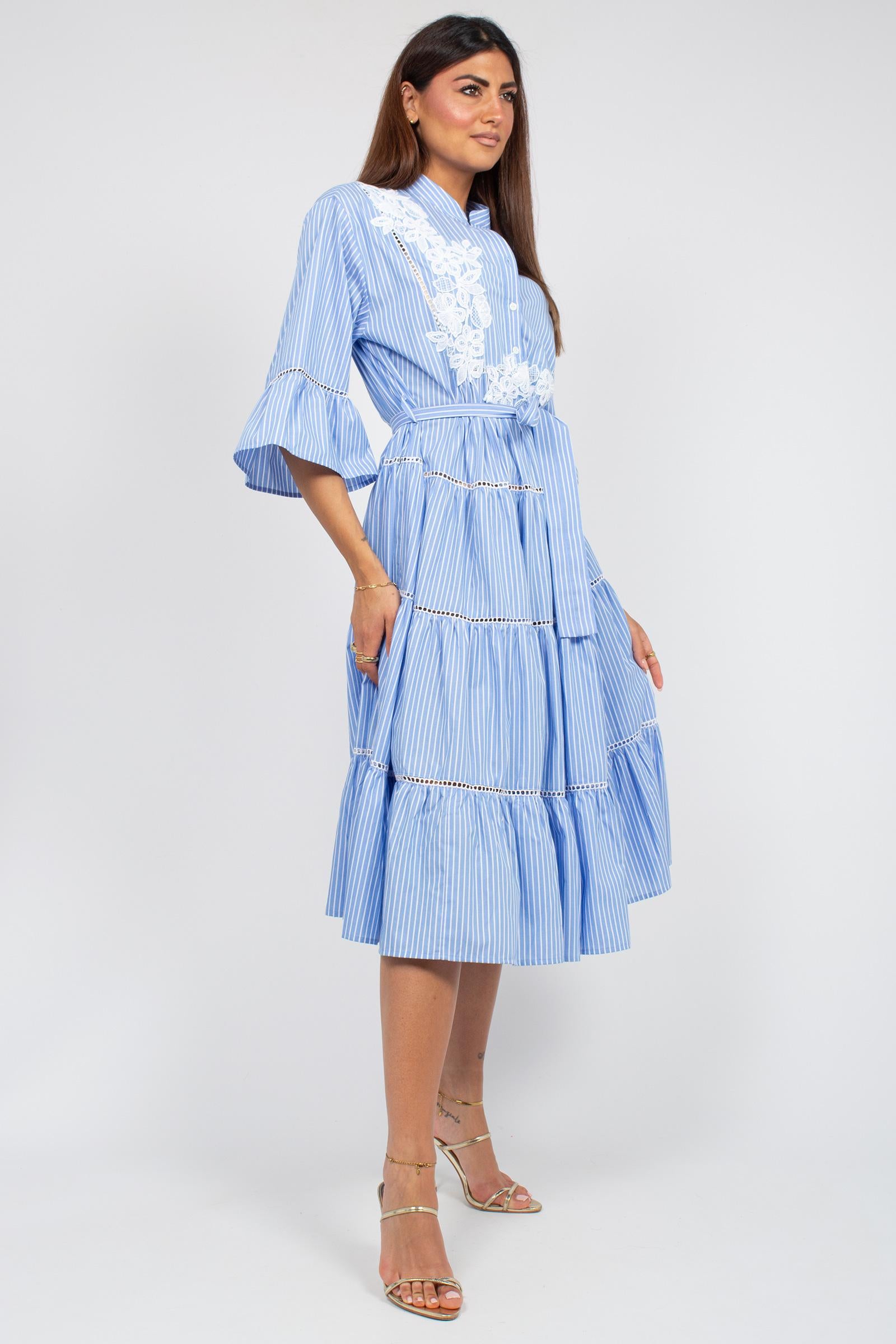 abito in cotone a righe D48EQ064CCET1 07310 ERMANNO - ERMANNO SCERVINO 