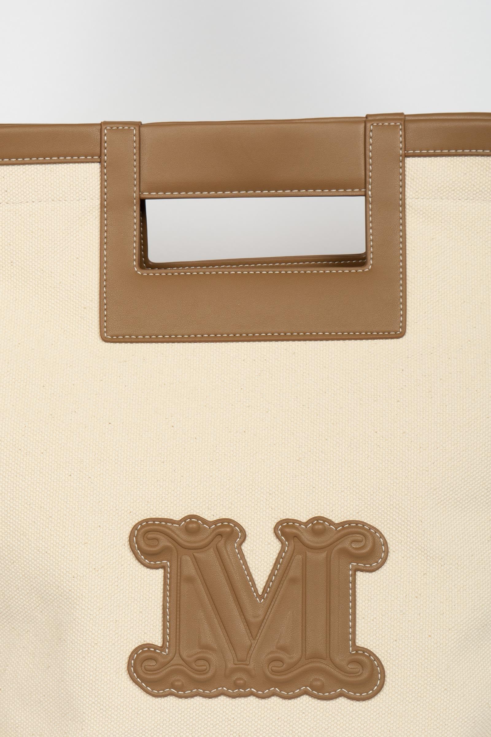 Shopper in tela di cotone 'ecru' 2616511039600 001 MAXMARA BEACHWARE 