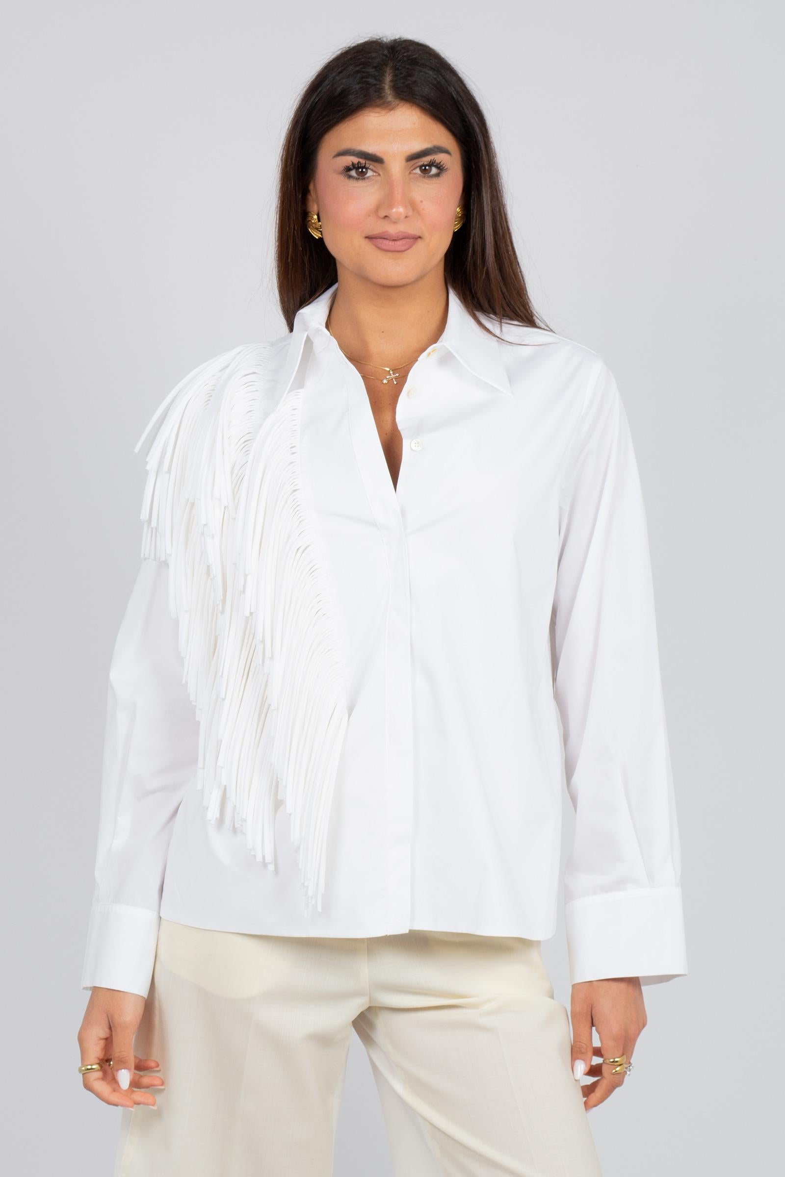 camicia in cotone con frange 'jace' P6SJ02 A01 ERIKA CAVALLINI 