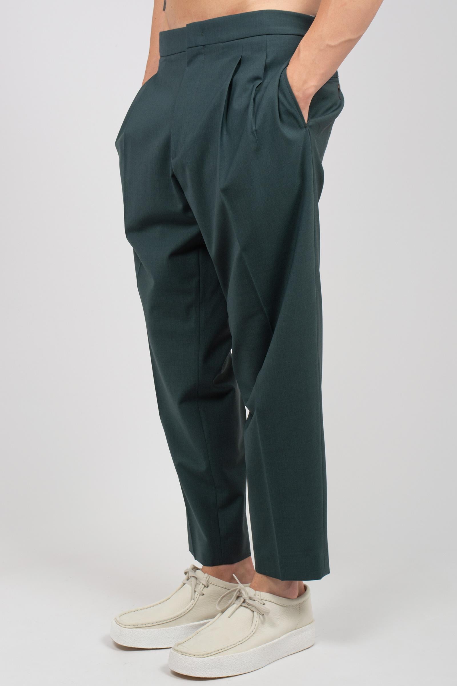 pantalone con pince in fresco lana 'roy' ROYTBCMS26 VERDE BE ABLE 