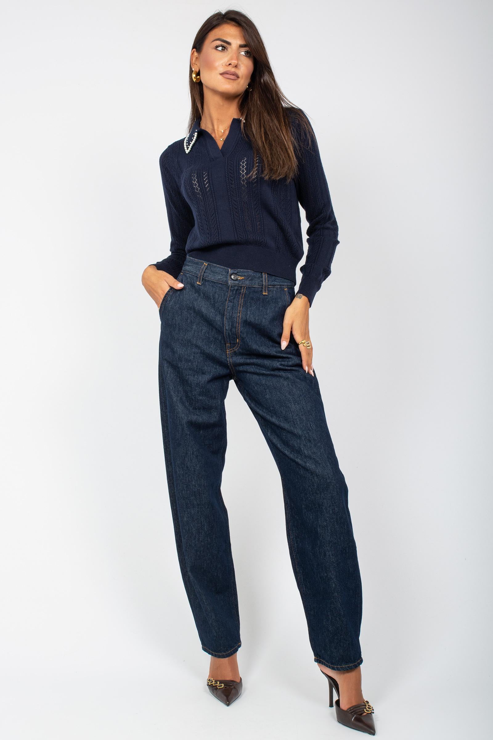 polo con perline in misto lana M247J004980N 34 DIANA GALLESI 