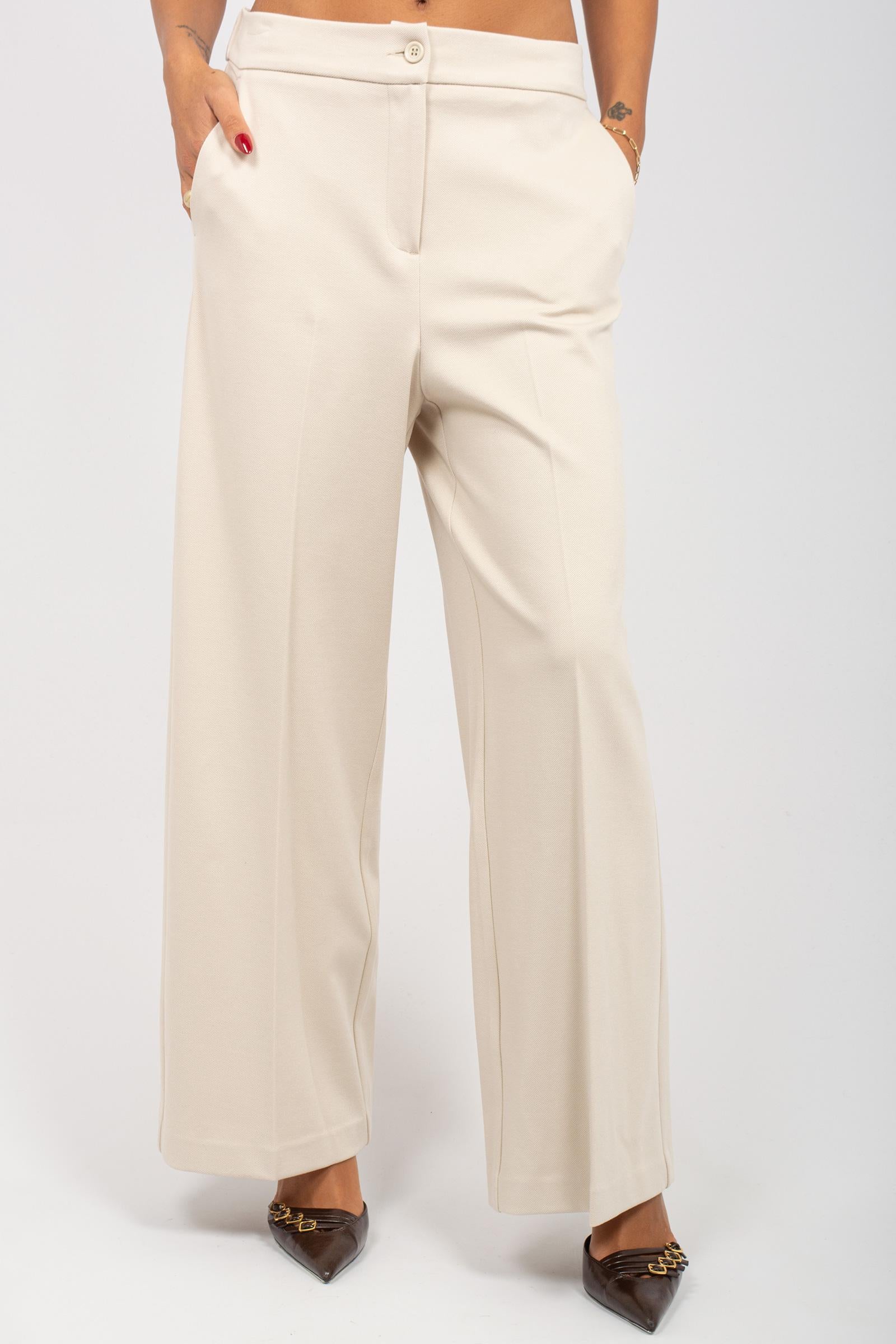pantalone in gabardine di misto viscosa P821DIAGON BIANCO SANGERMANO 
