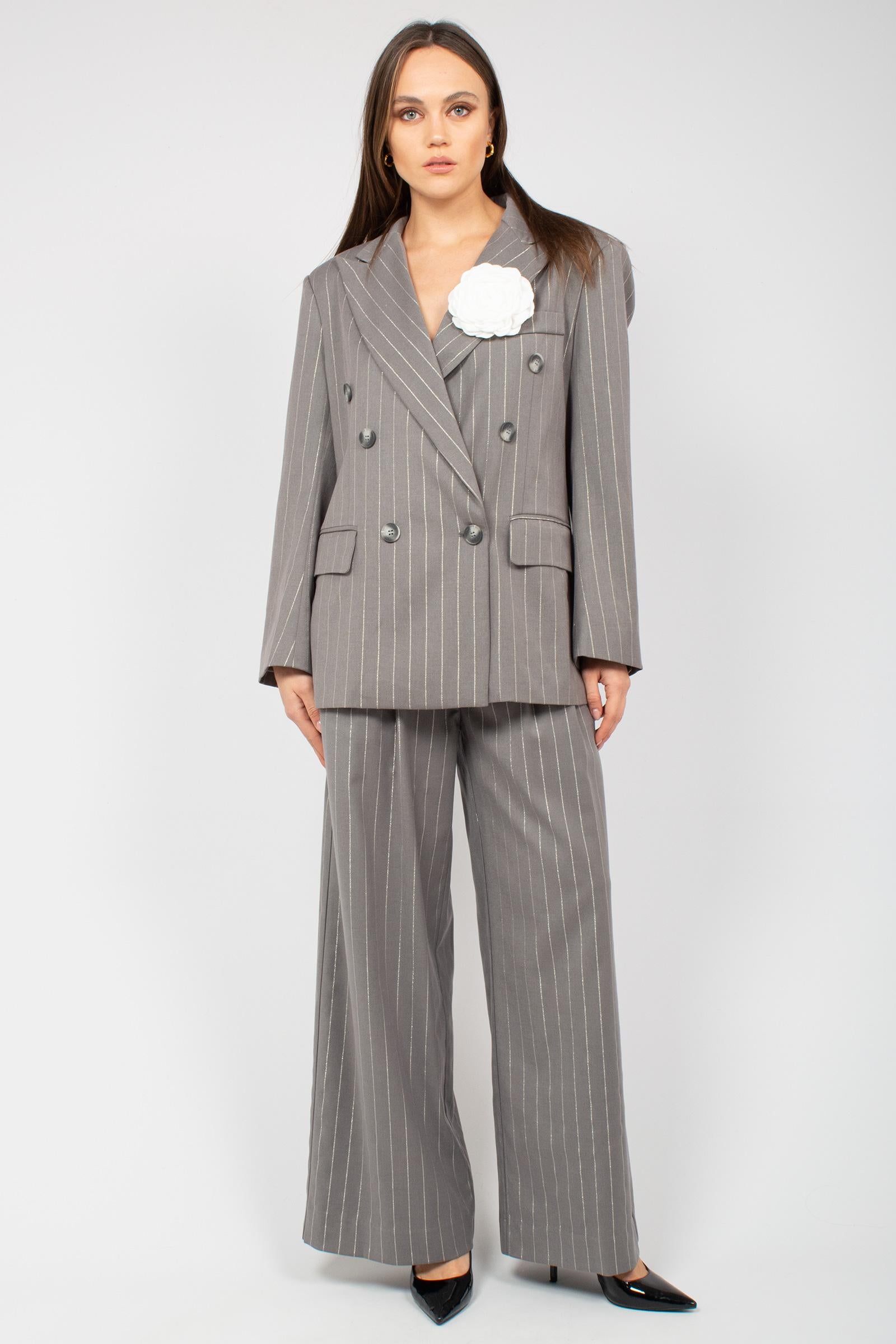 pantalone gessato con pince F25PL11 PN11 WEILI ZHENG 