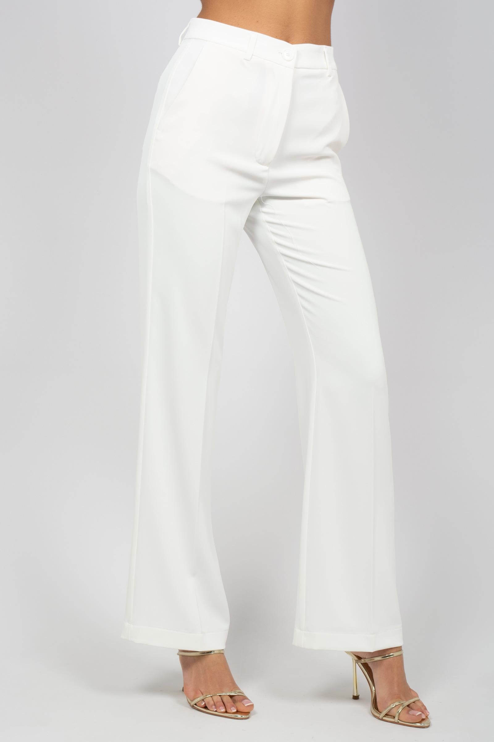 pantalone in cadis M1AB0002 WHITE SOLOTRE 