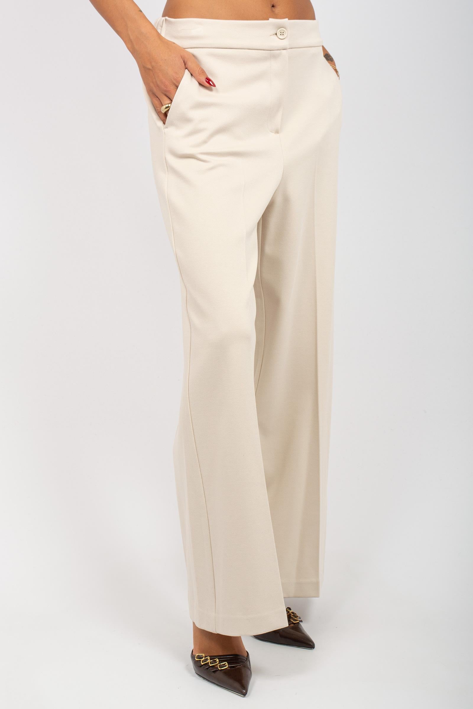 pantalone in gabardine di misto viscosa P821DIAGON BIANCO SANGERMANO 