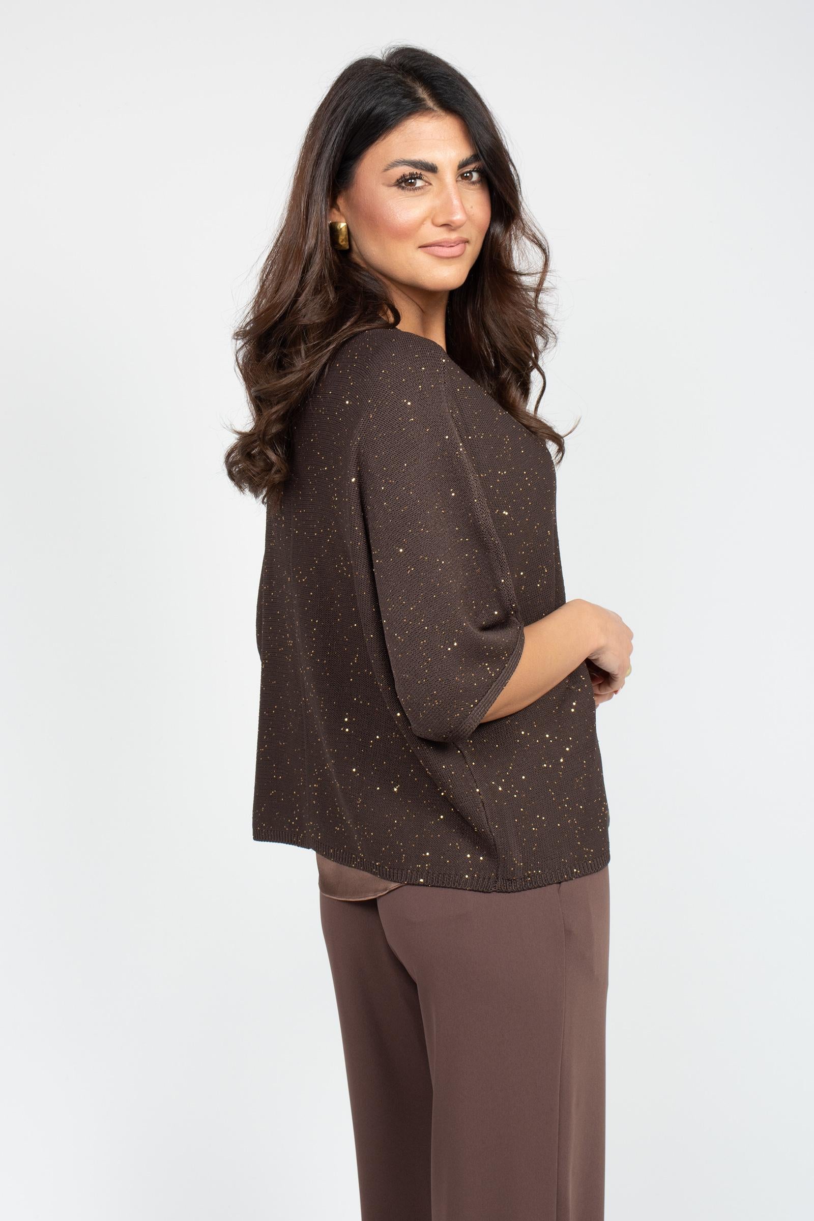 cardigan in viscosa e pailettes 261M1135 064 MAIDA MILA 