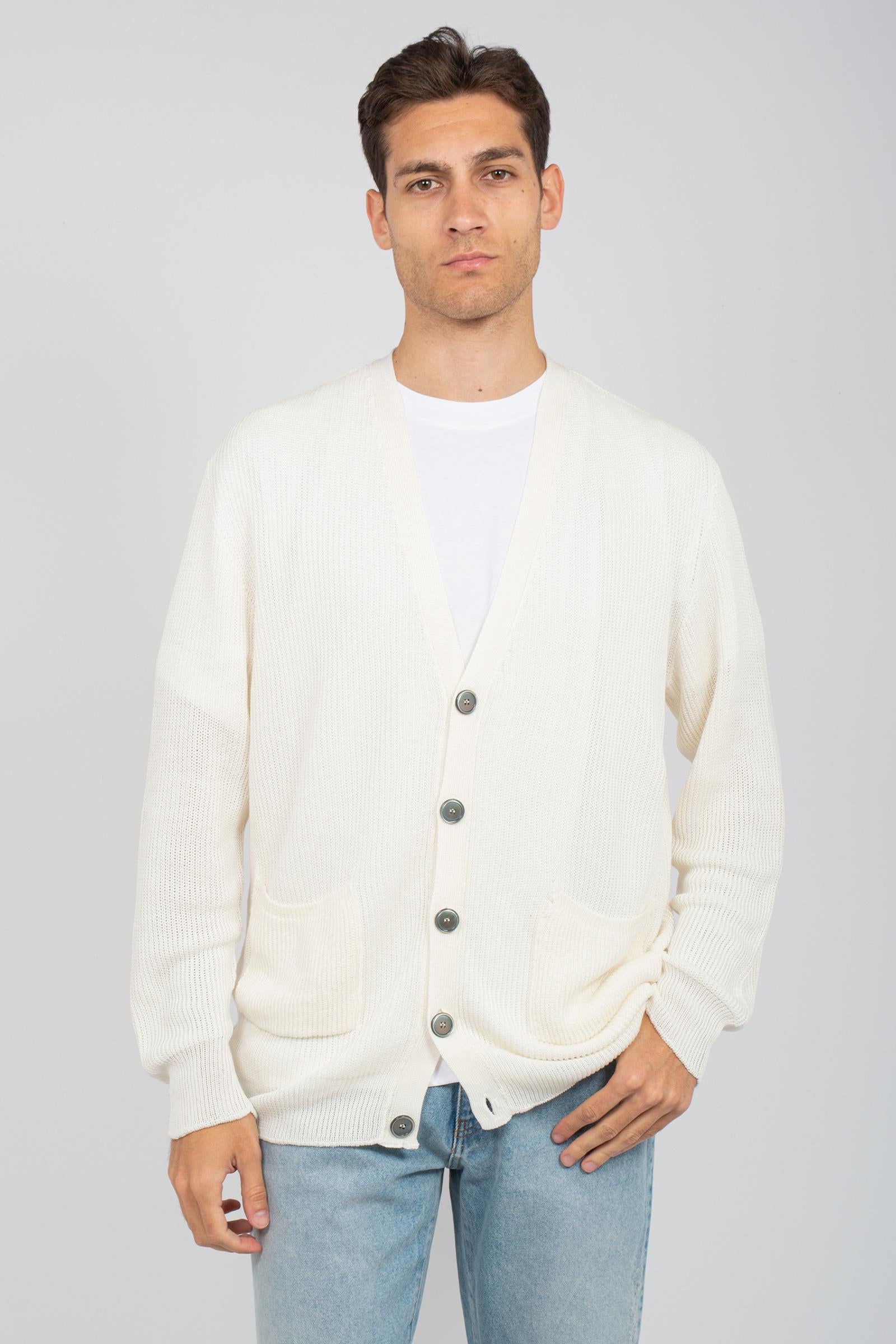 cardigan in cotone B9D0010D BIANCO AMARANTO 