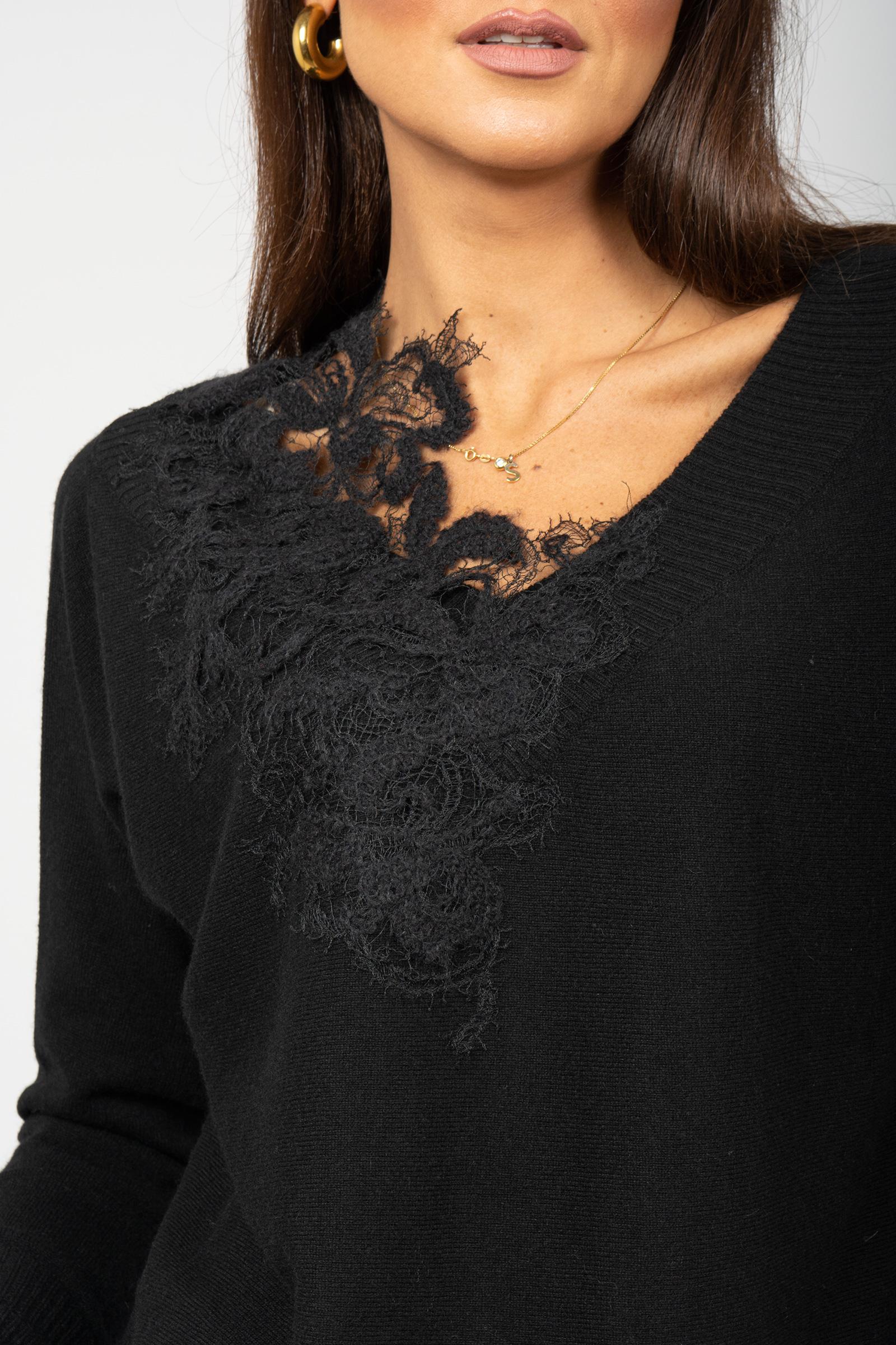 maglia con pizzo in lana e cashmere 61081 2 D.EXTERIOR 