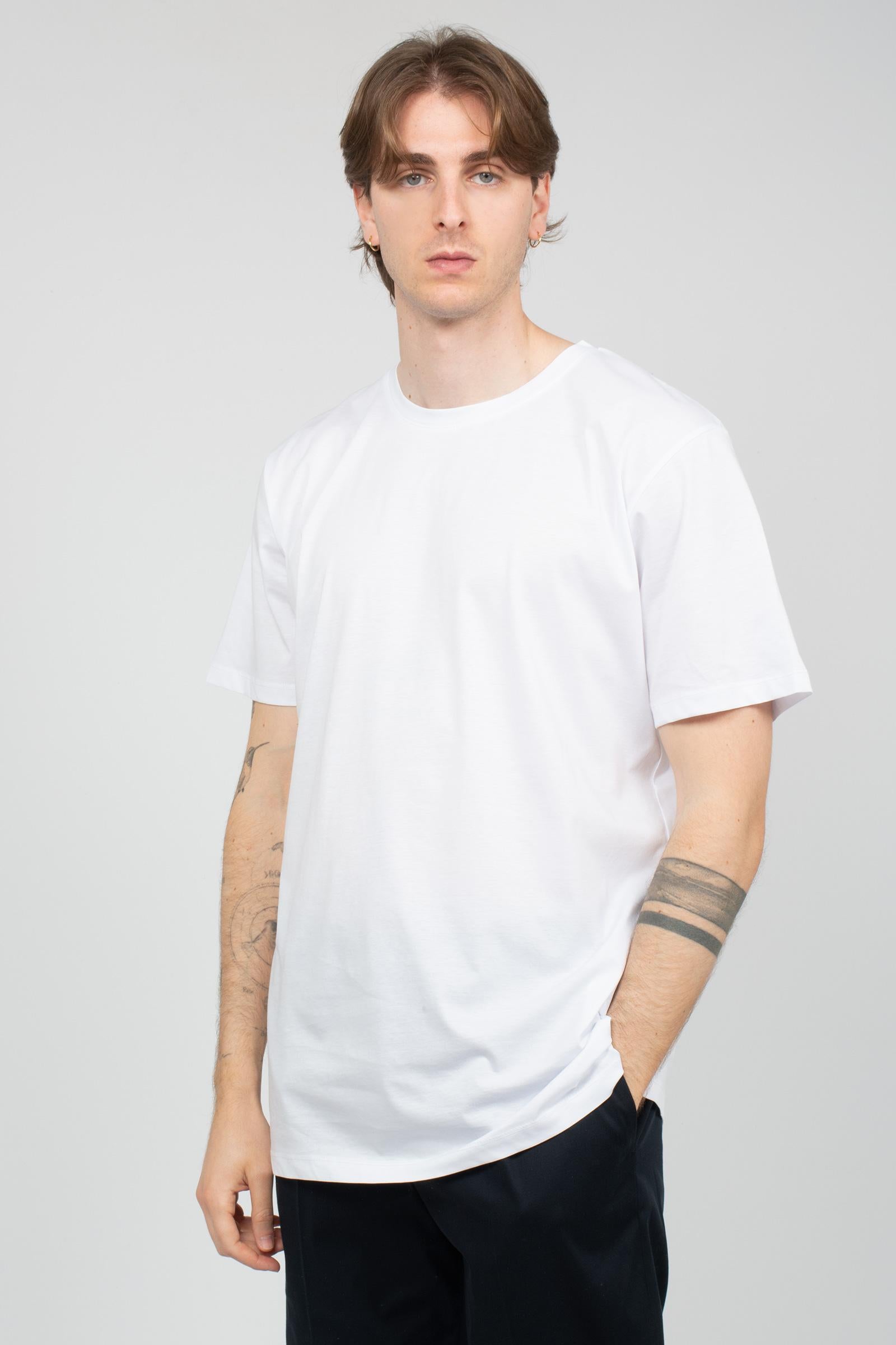 t-shirt in cotone filo di scozia B6AB0067 BIANCO AMARANTO 