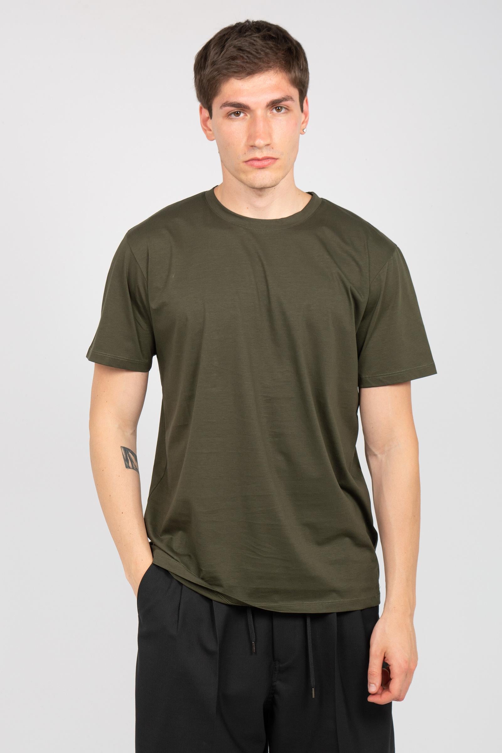 t-shirt in cotone filo di scozia B6AB0067 GREEN AMARANTO 