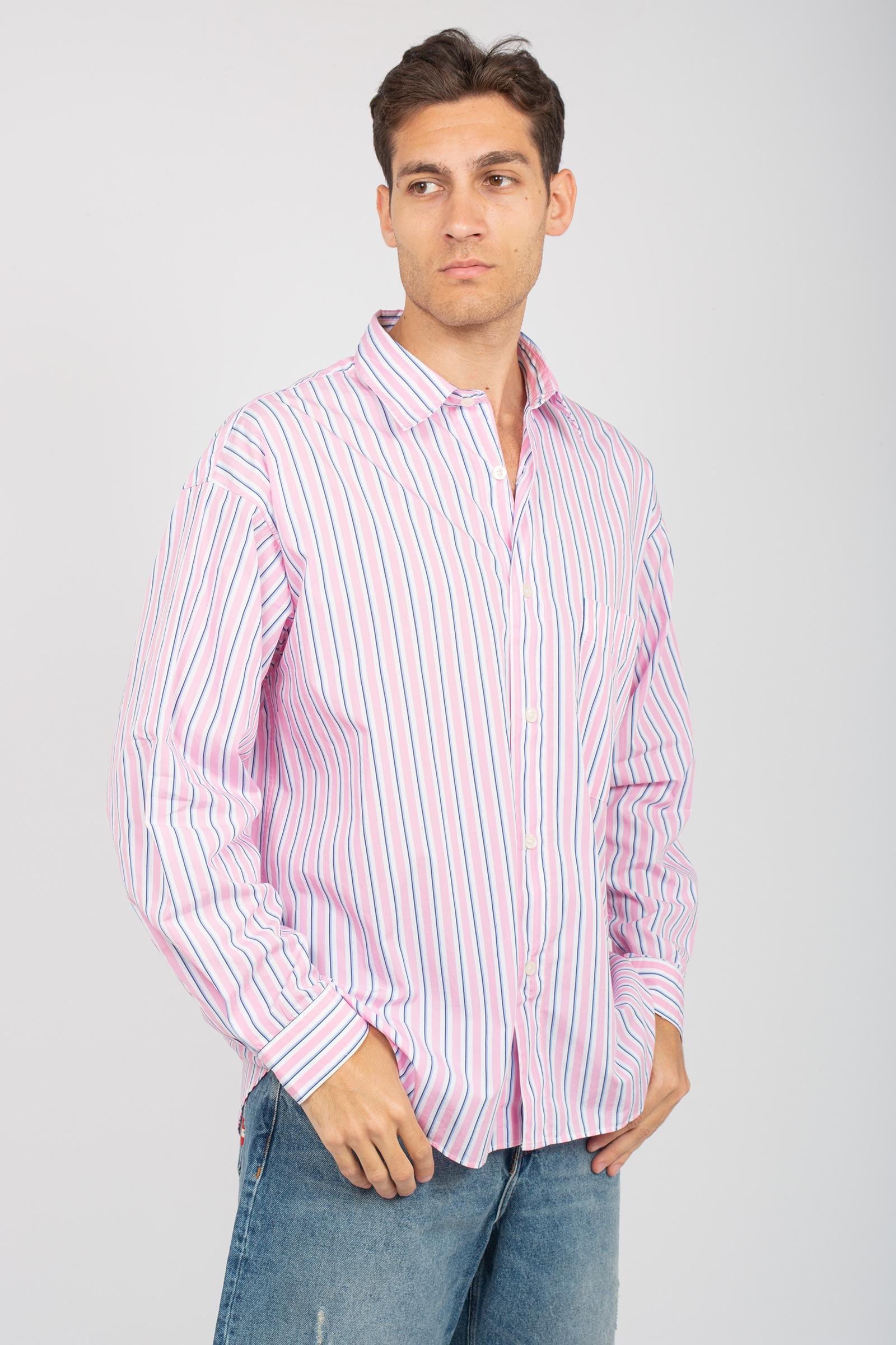 camicia in popeline a righe 'dropped' AMU108CL000124 C0078 AMISH 