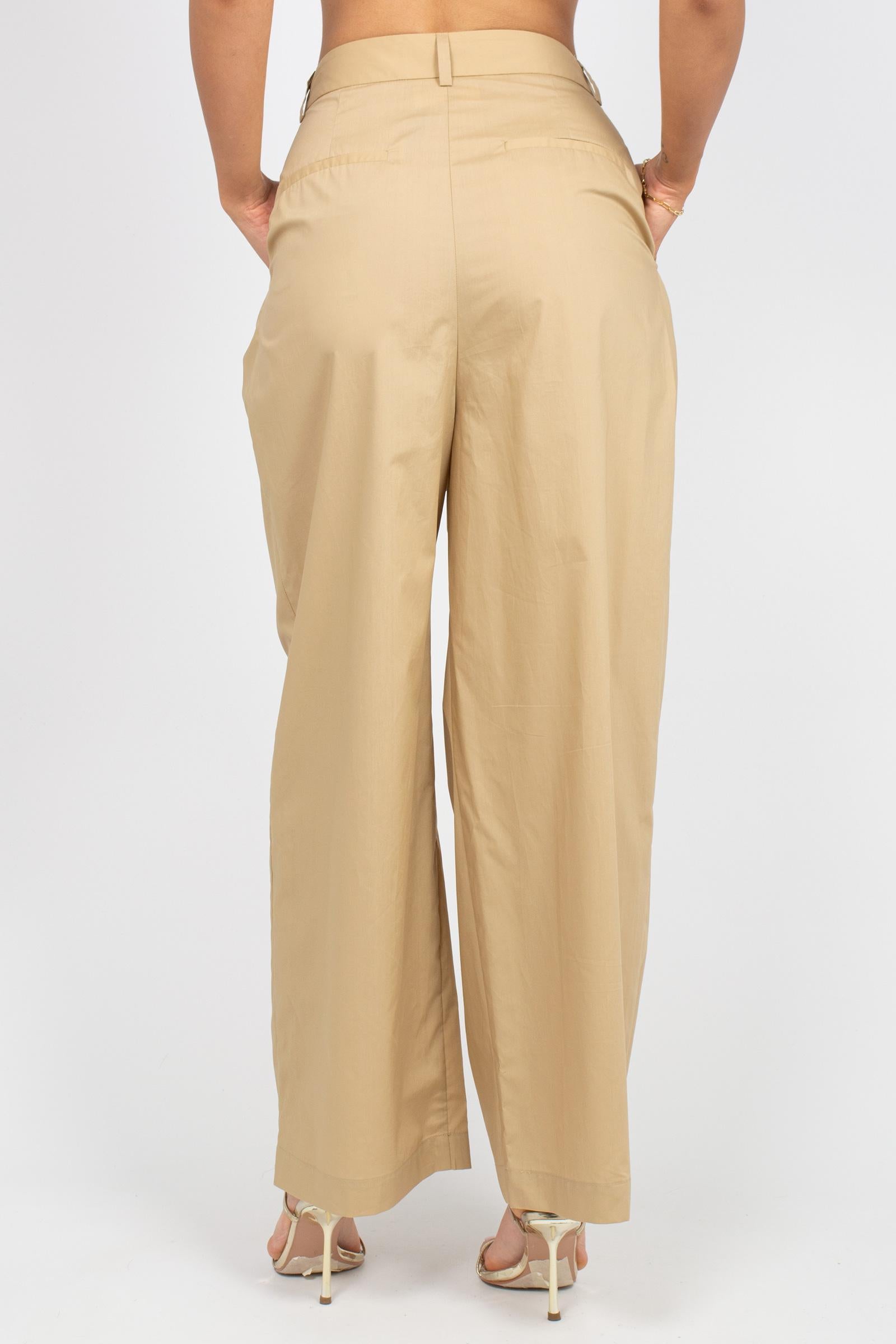 pantalone con pannello in cotone M1AB0013 BEIGE SOLOTRE 