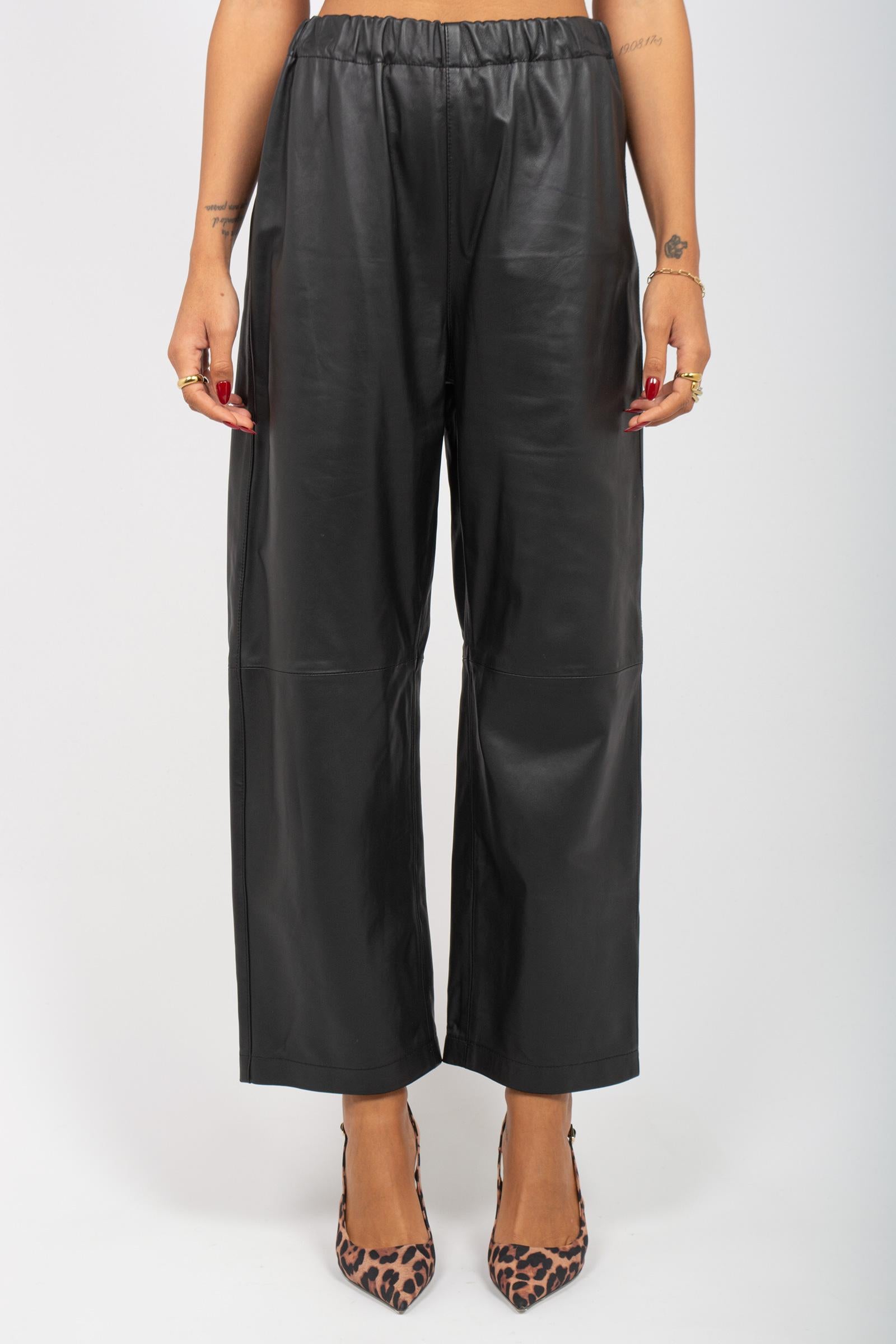 pantalone in pelle M1F0047 NERO SOLOTRE 