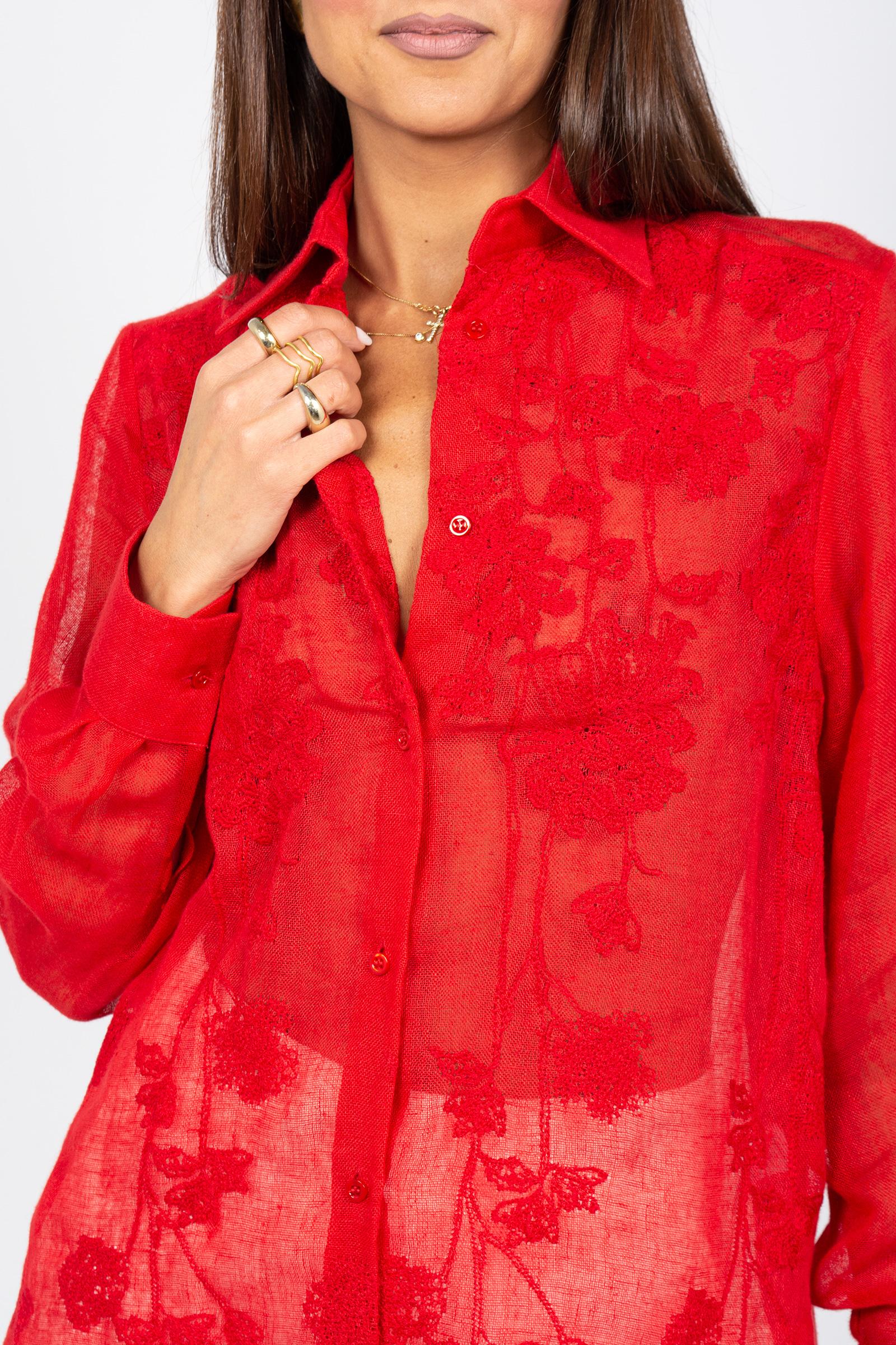 camicia in lino con ricami D484K617KGC 81673 ERMANNO SCERVINO LIFE 