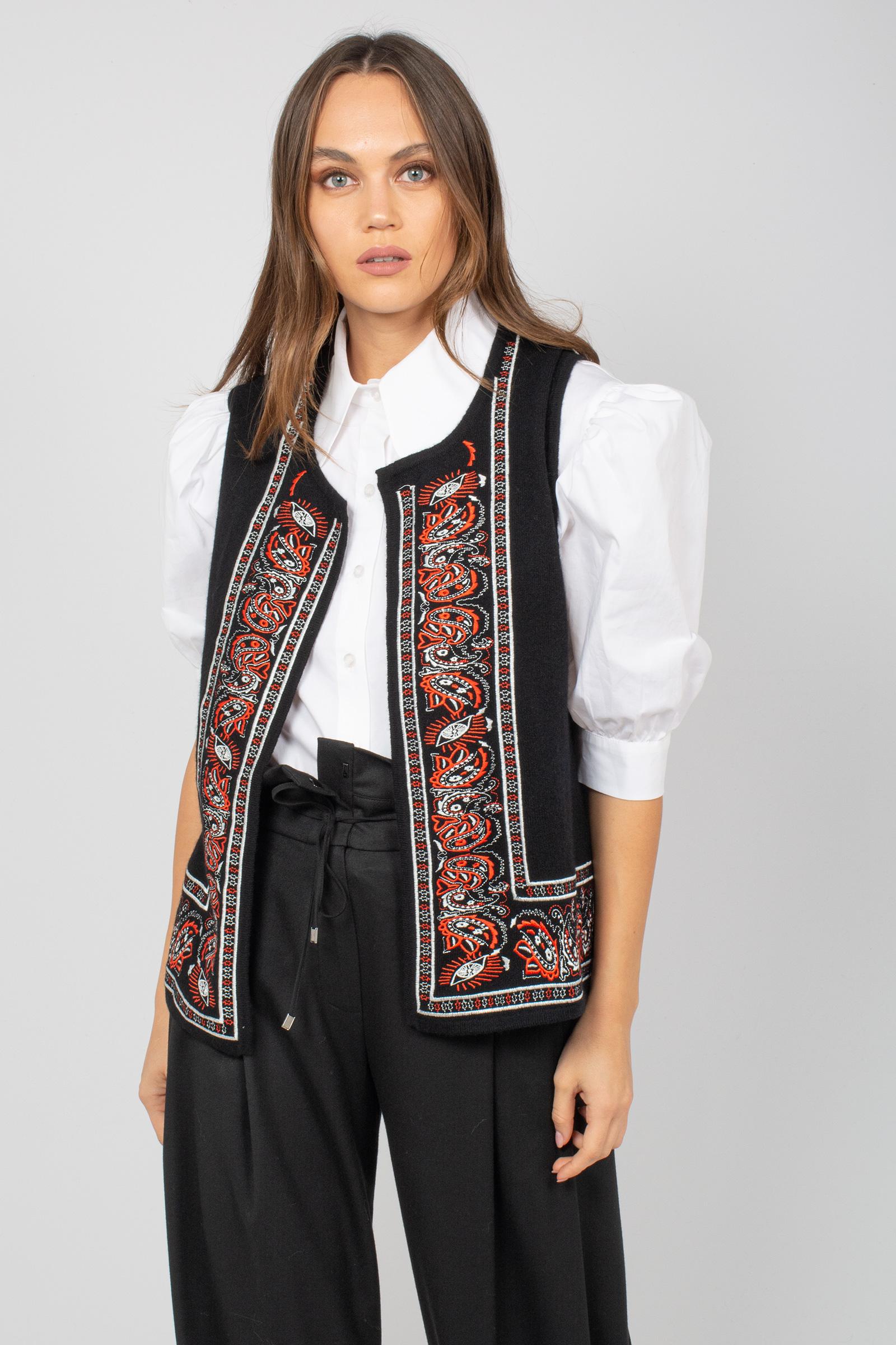gilet ricamato in cashmere 4704118C NOIR NOT SHY 