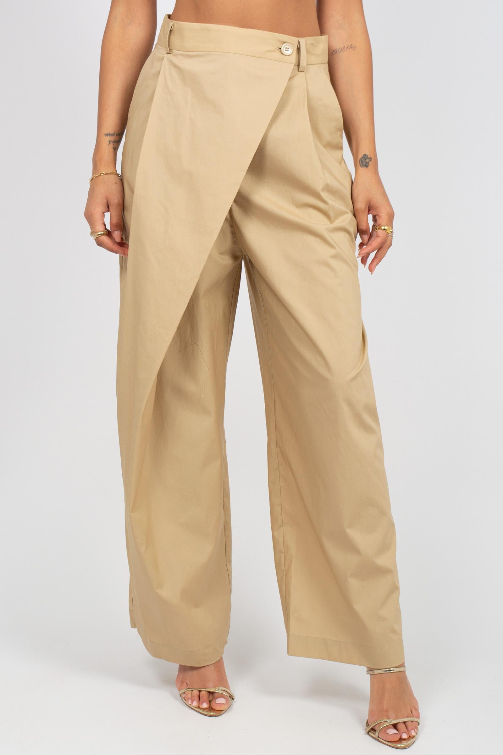 pantalone con pannello in cotone M1AB0013 BEIGE SOLOTRE 