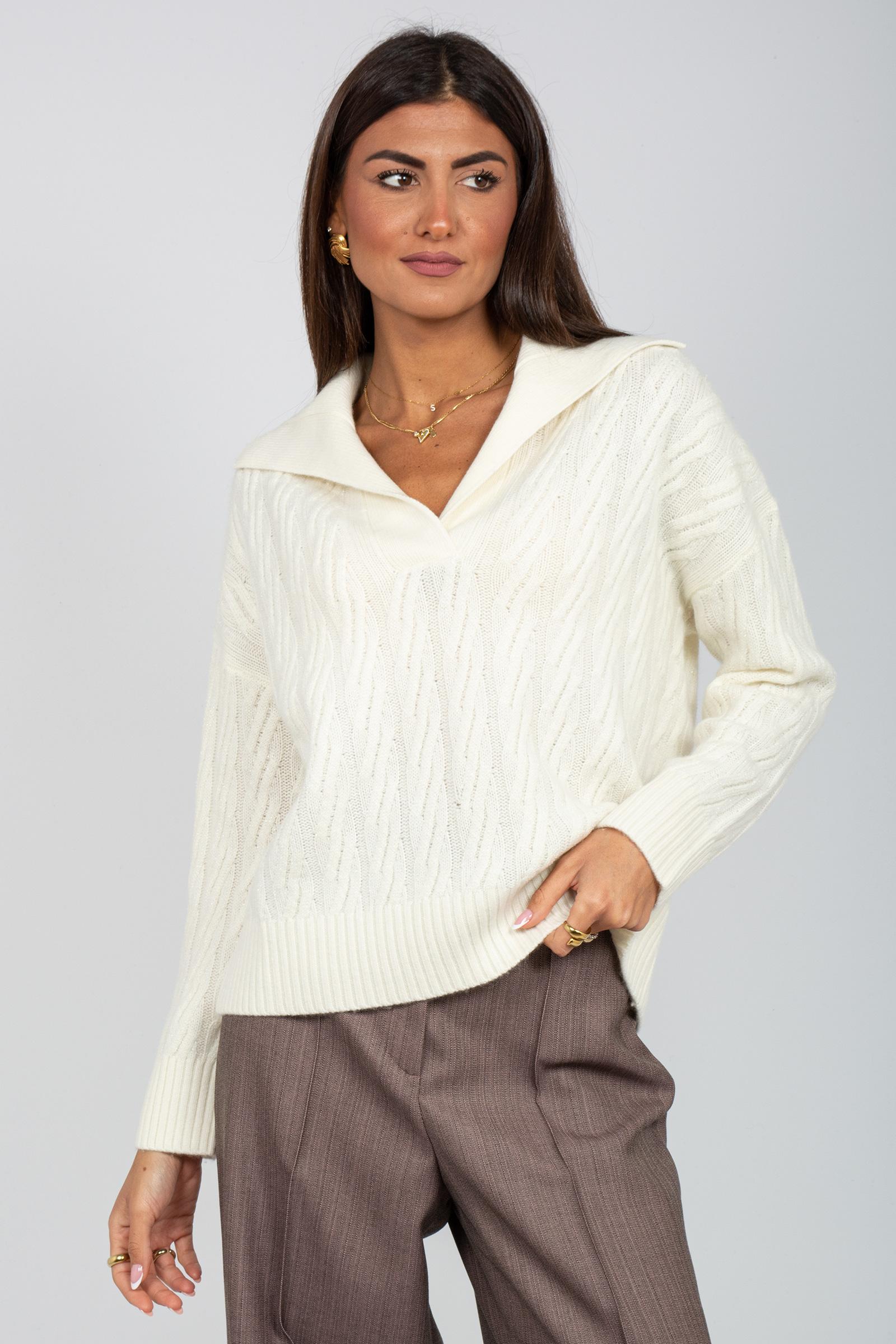 polo in lana in cachemire 654064 WHITE INTERDEE 