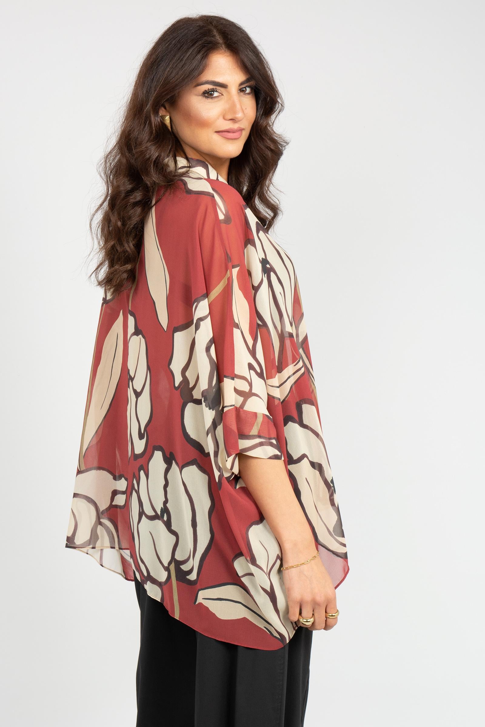 camicia oversize in georgette stampata 2226E100354N 01 DIANA GALLESI 
