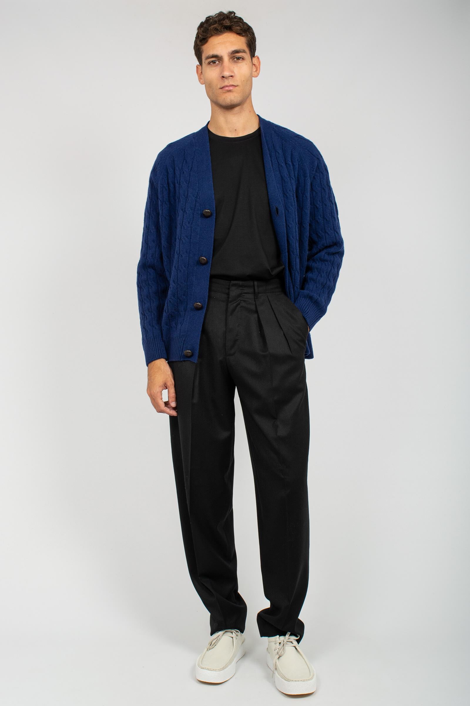 cardigan a trecce in lana B9F0106 MARINA AMARANTO 