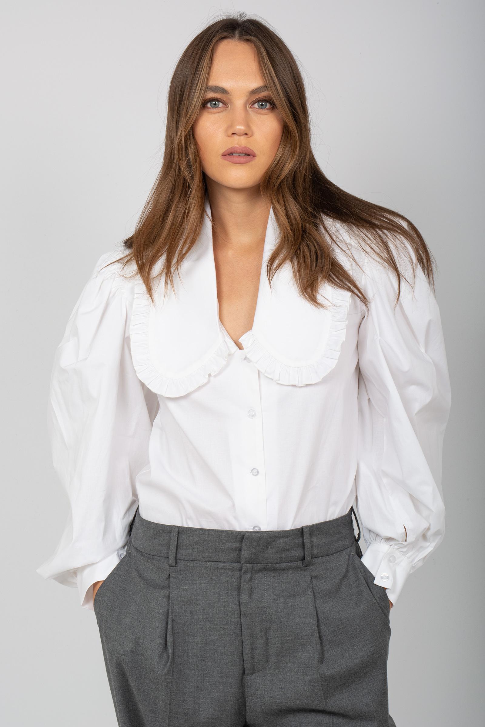 camicia con maxi collo CA597ART15155 WHITE ACTUALEE 